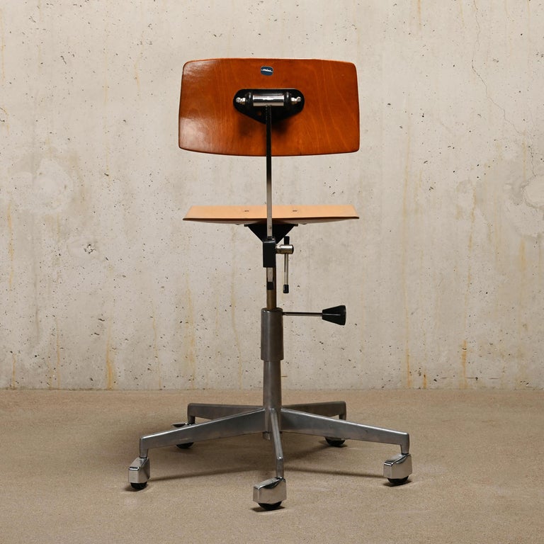 Mid-Century Modern Jørgen Rasmussen Industrial Office / Desk Chair in Light Wood for Labofa For Sale