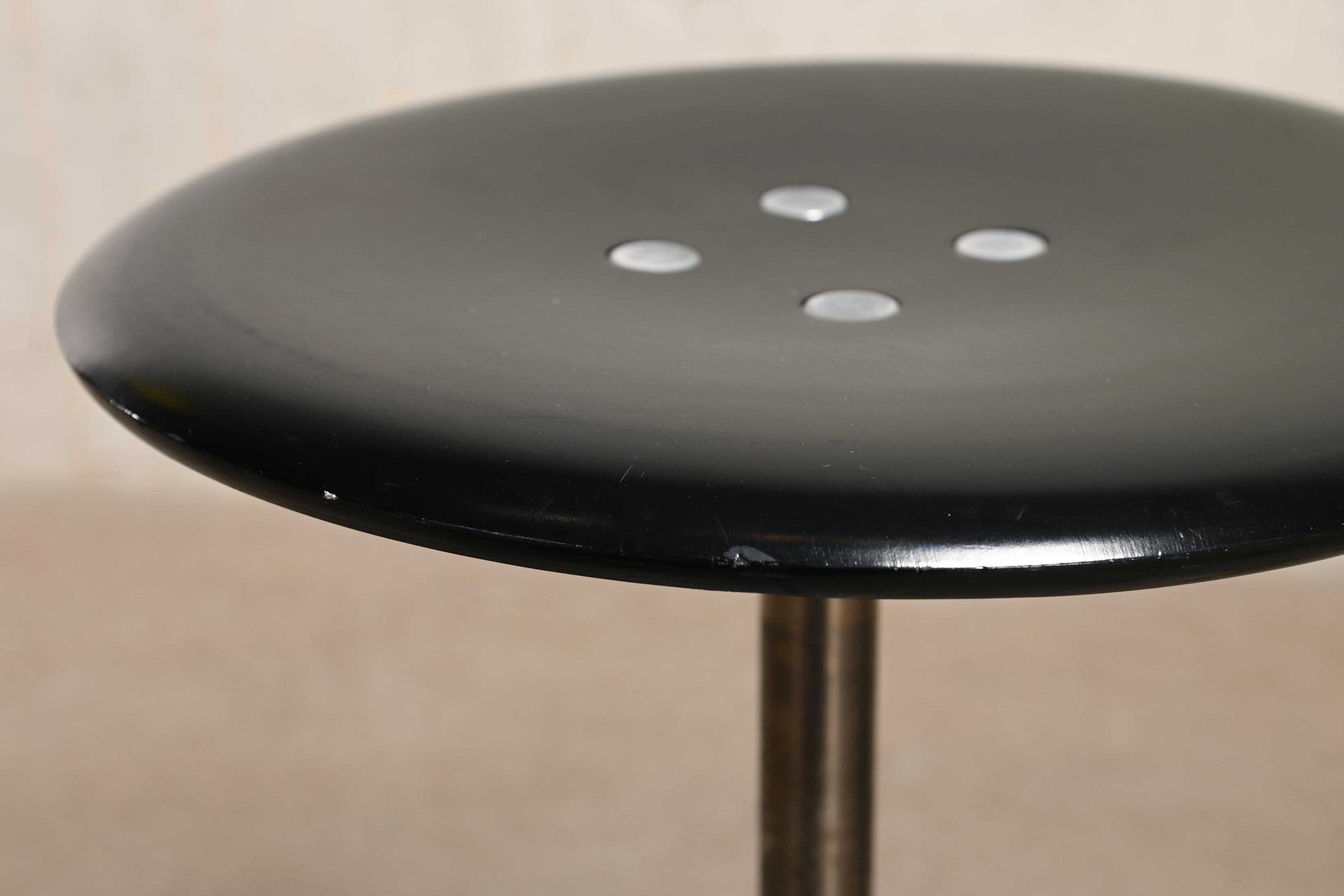 Late 20th Century Jørgen Rasmussen Stool in Polished Aluminum and Black Plywood for Fritz Hansen