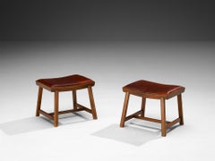 Jørgen Rohweder for Falsteds Møbelstelfabrik Stools in Wood and Leather