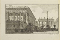 Antique Roman Forum - Etching by Jérôme Charles Bellicard - 18th Century