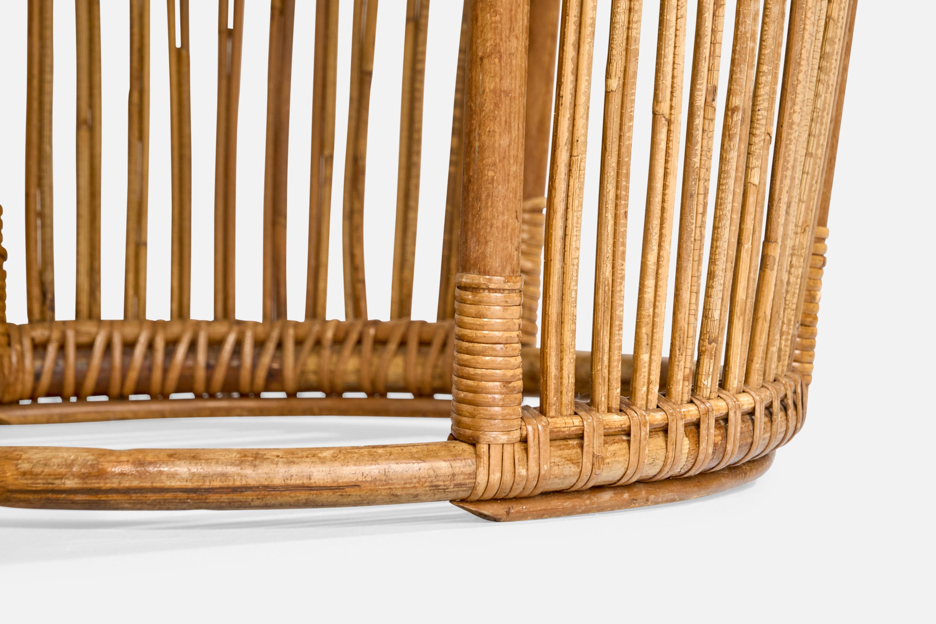 Jørn Rohweder, table d'appoint, bambou, rotin, verre, Danemark, années 1950 en vente 2