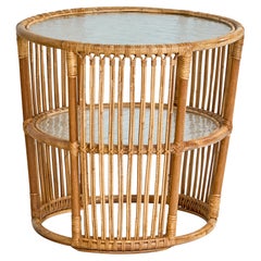 Vintage Jørn Rohweder, Side Table, Bamboo, Rattan, Glass, Denmark, 1950s