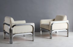 Jørn Utzon, Lounge Chairs Designed for Sydney Opera House, Steel, Fabric, 1960s