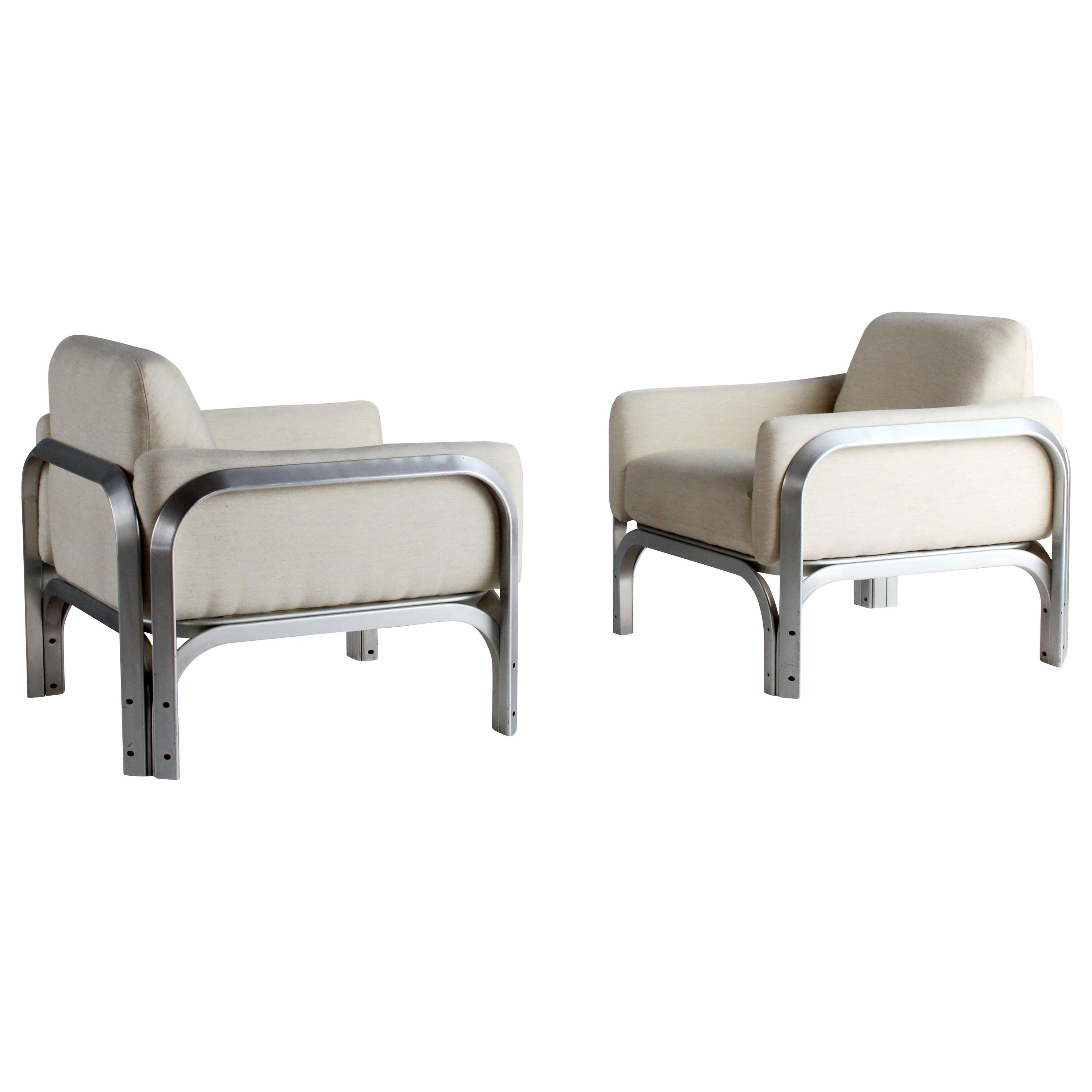Jørn Utzon, Lounge Chairs Designed for Sydney Opera House, Steel, Fabric, 1960s