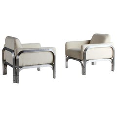Jørn Utzon, Lounge Chairs Designed for Sydney Opera House, Steel, Fabric, 1960s