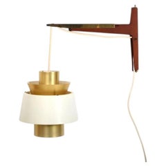 Jørn Utzon Teak and Brass Wall Lamp 1960s