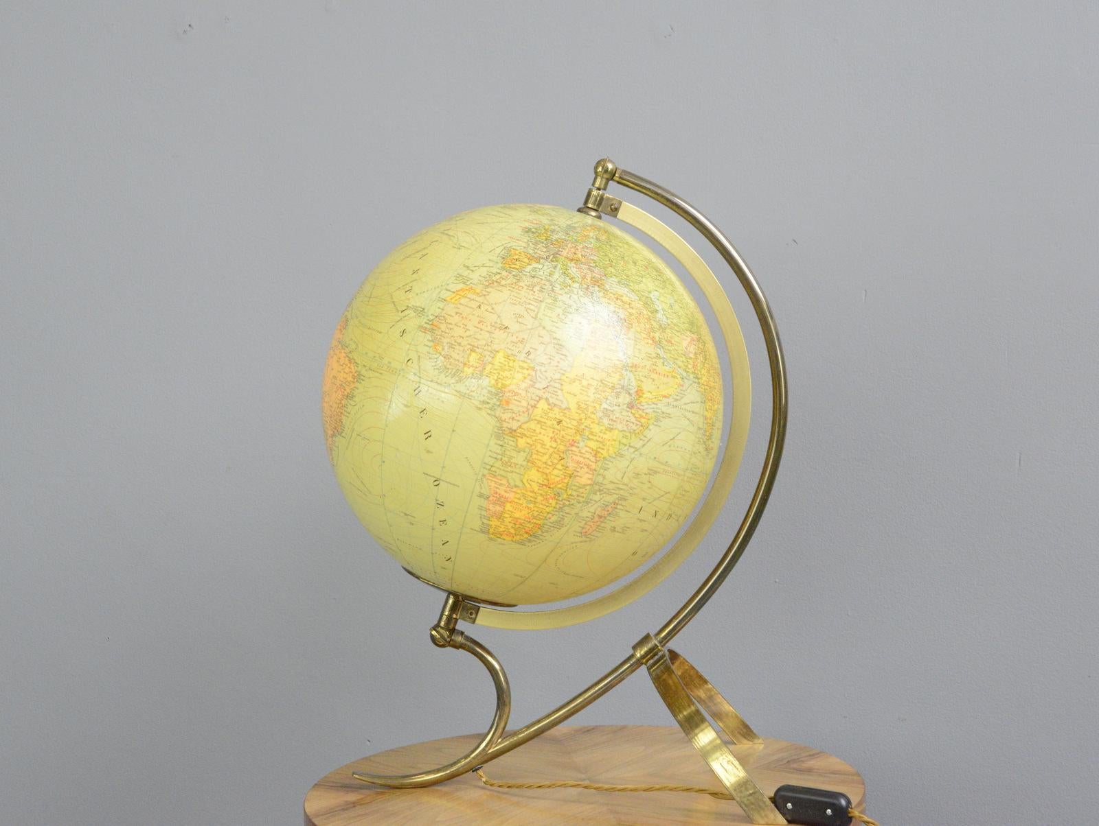 Art Deco JRO Globus Light Up Desk Globe, circa 1940s