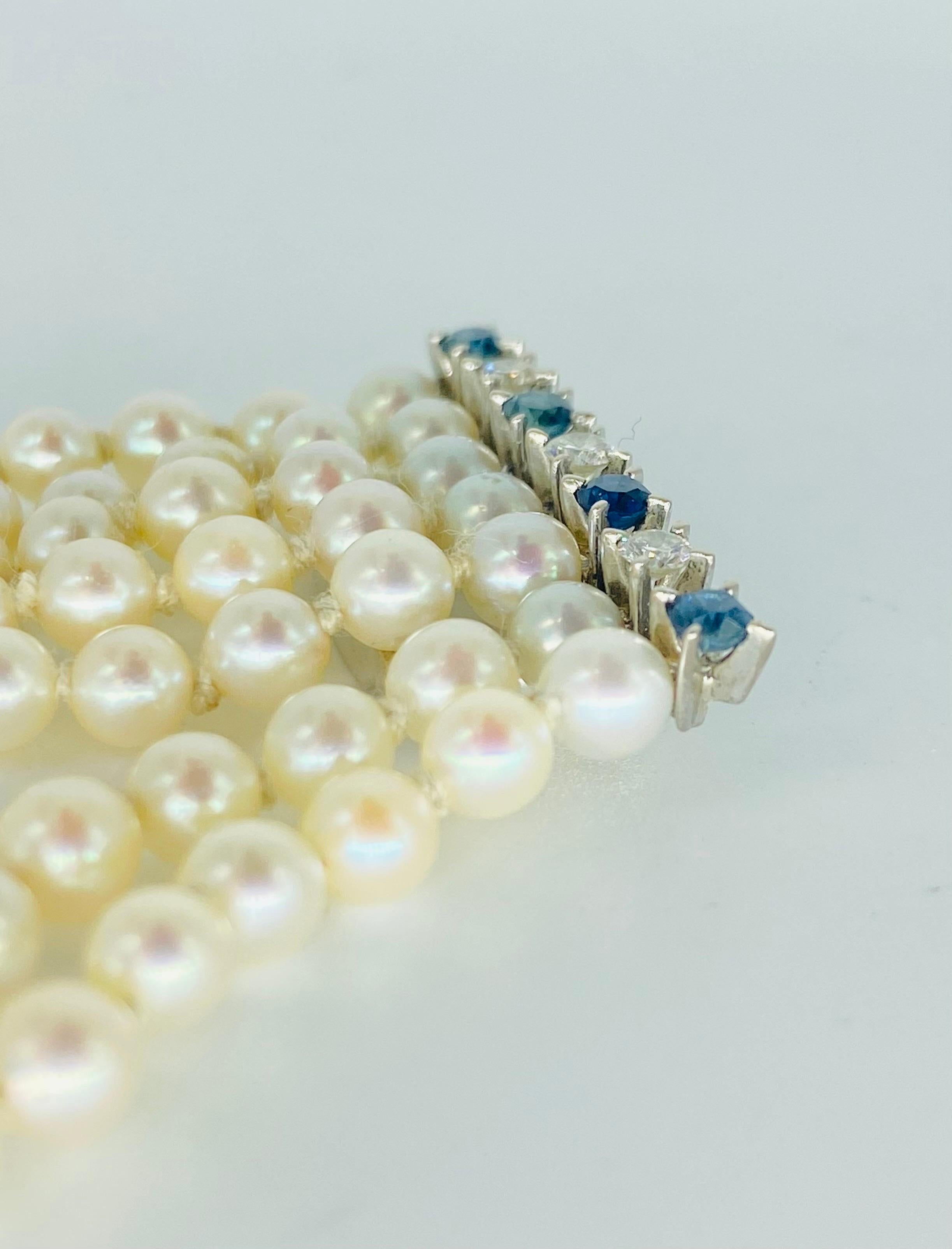 JROCA Retro 7-reihiges Armband mit Perlen, Diamanten, Smaragden, Saphiren und Rubinen 18k im Angebot 5