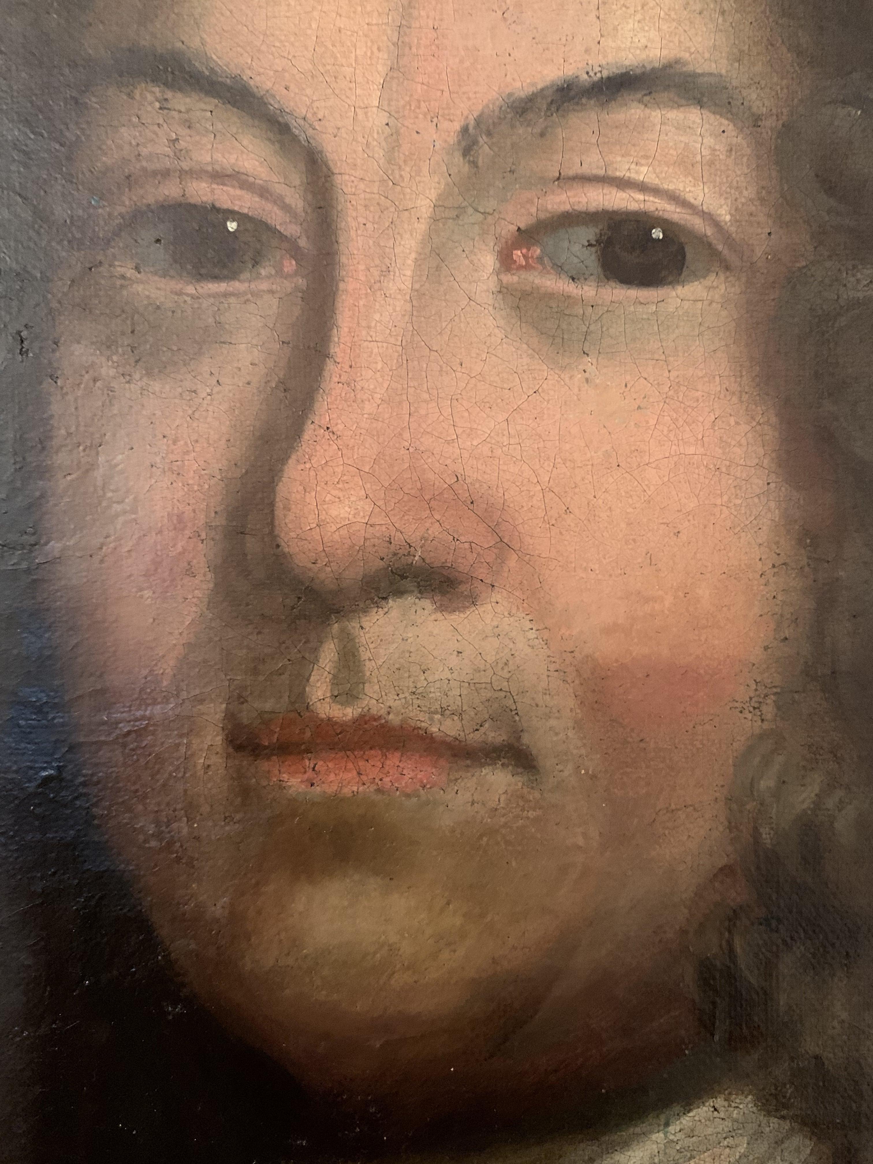 1780 Antike 18c. original Ölgemälde auf Leinwand Porträt eines Adligen Signiert (Impressionismus), Painting, von Js. Jones Px