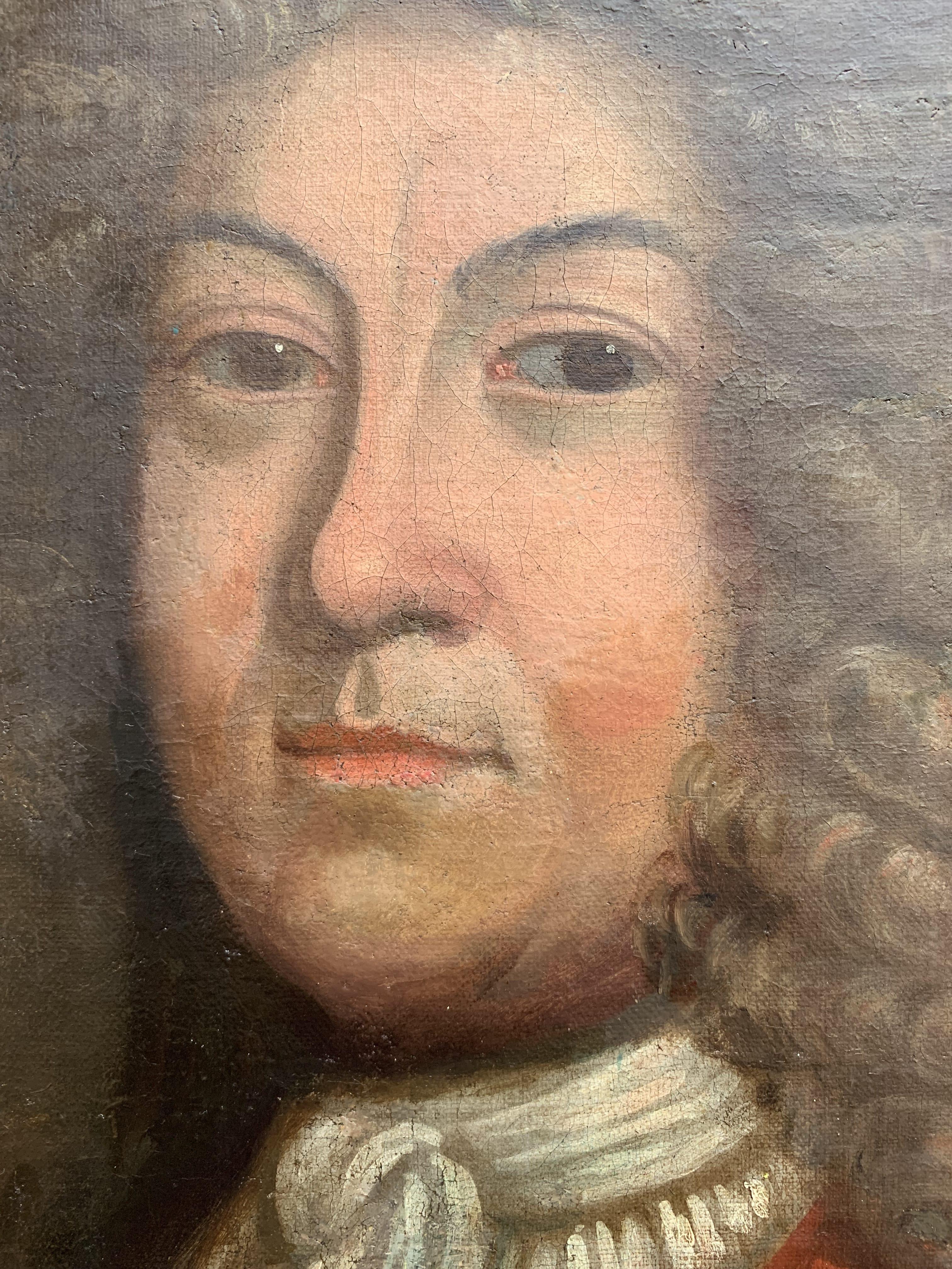 1780 Antike 18c. original Ölgemälde auf Leinwand Porträt eines Adligen Signiert im Angebot 1