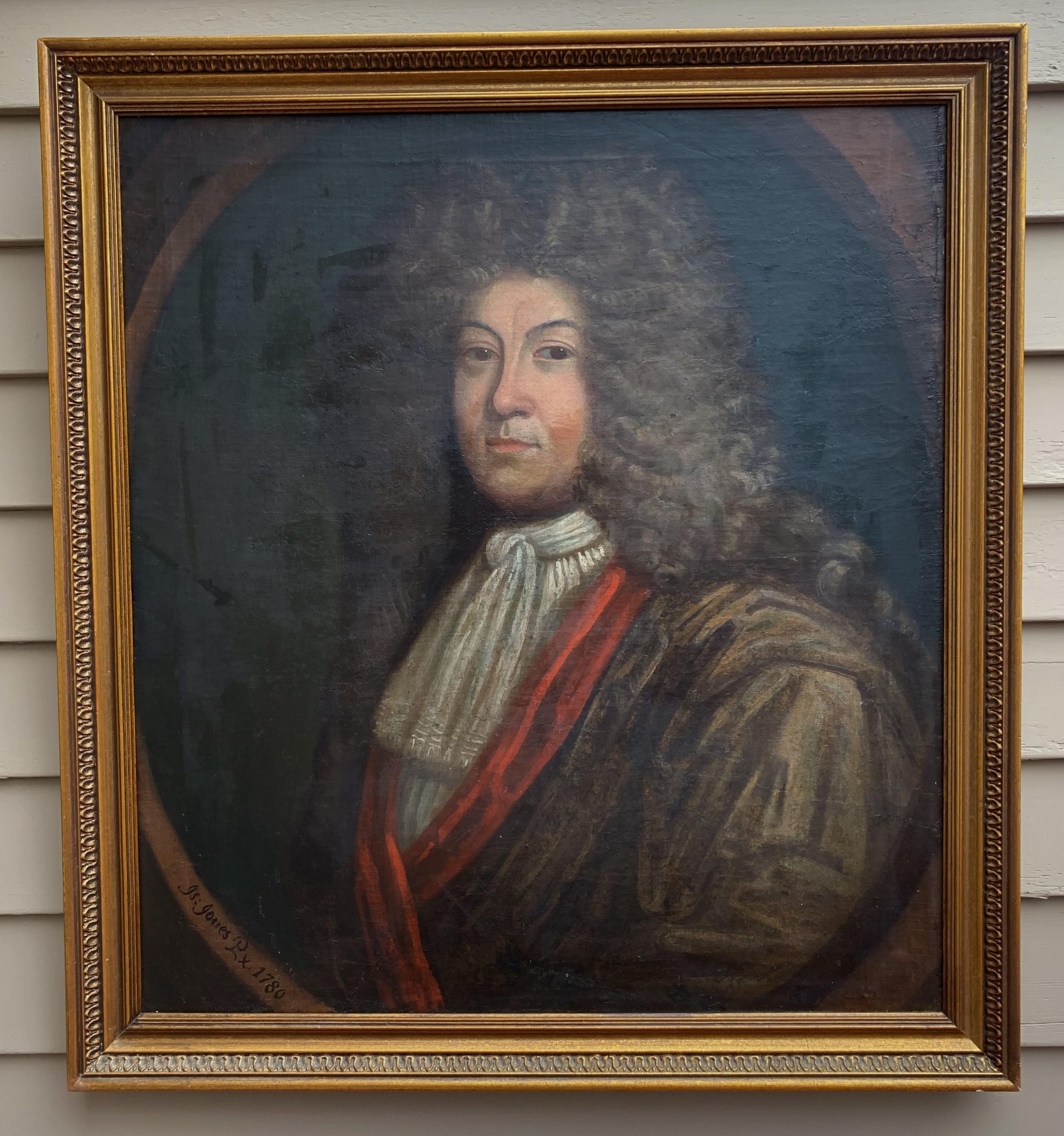 1780 Antique 18c. original oil painting on canvas Portrait of a Nobleman Signed For Sale 5