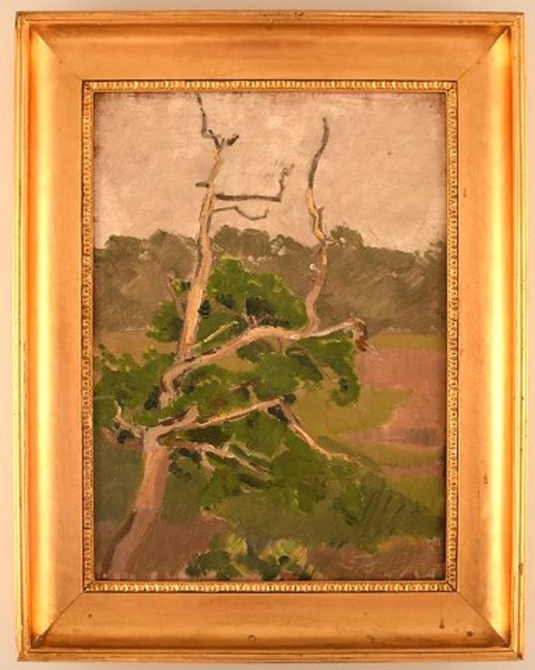 J.S. Tojstov, Russia. Oil on canvas. Landscape with treetop. Dated 1929.
The canvas measures: 36 x 26 cm.
The frame measures: 5.5 cm.
In excellent condition.
Signed and dated.