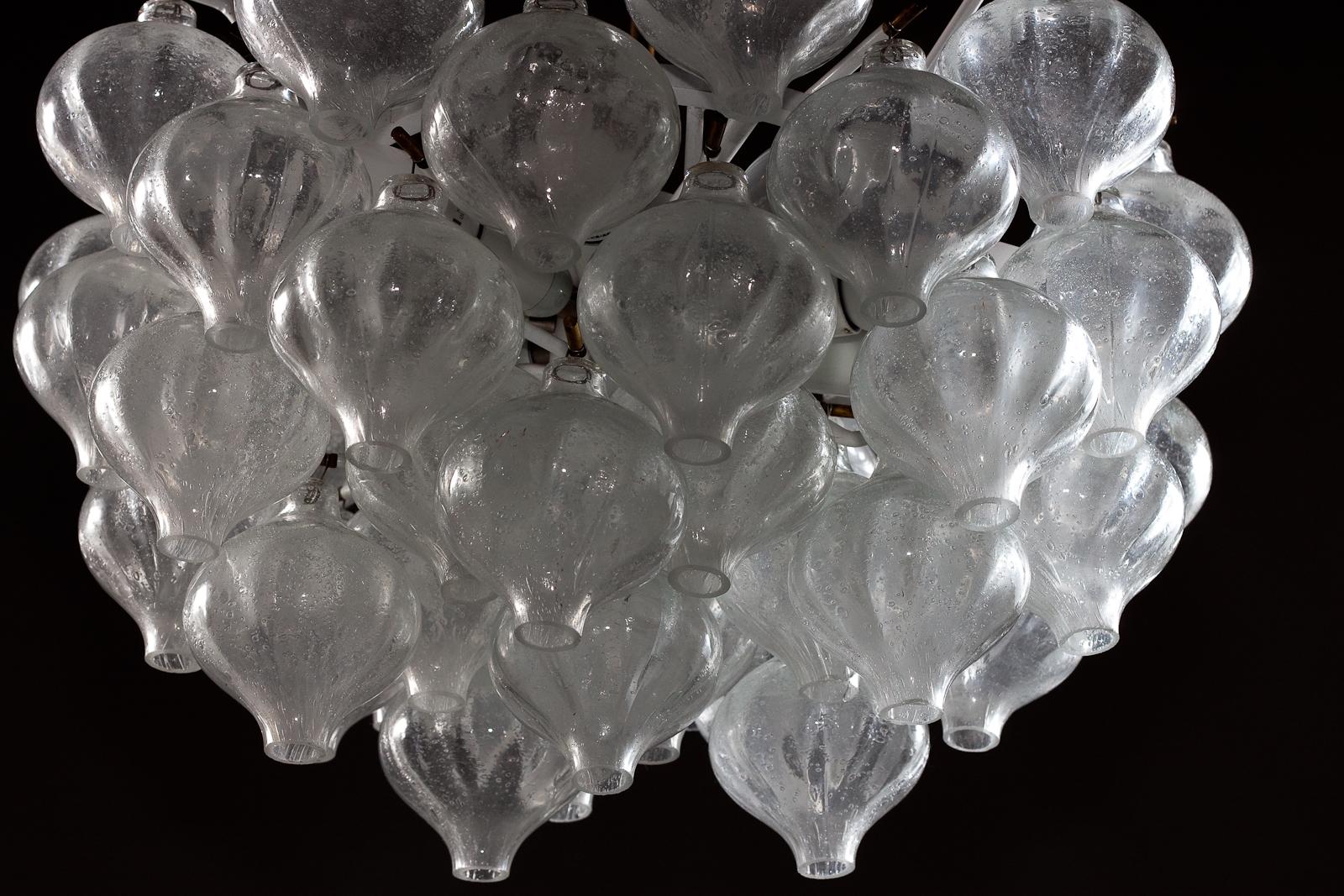 Austrian J.T. Kalmar 1960's Tulipan blown glass chandelier For Sale