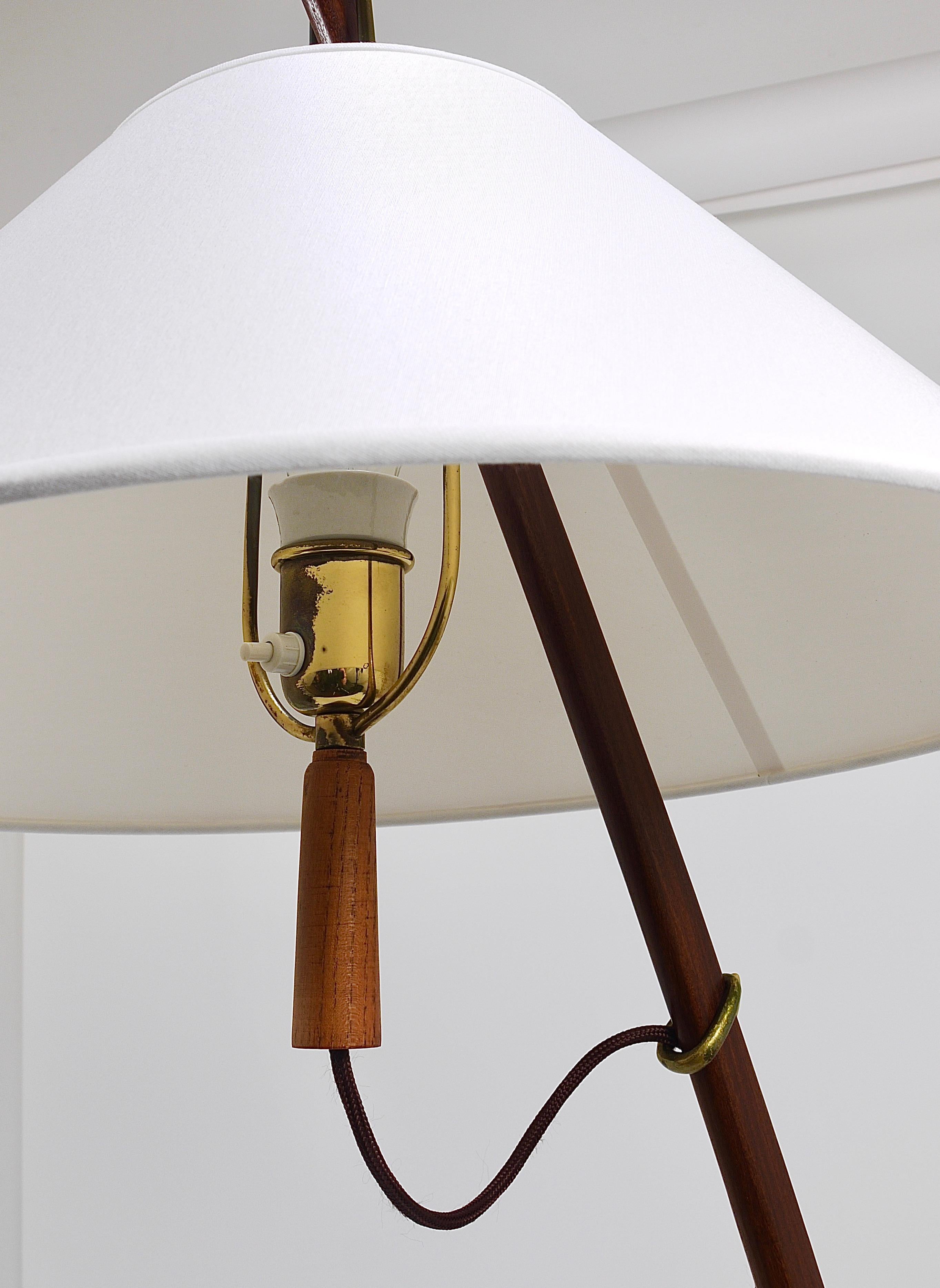 J.T. Lampadaire réglable Kalmar 2x Dornstab, laiton, noyer, Autriche, années 1950 en vente 3