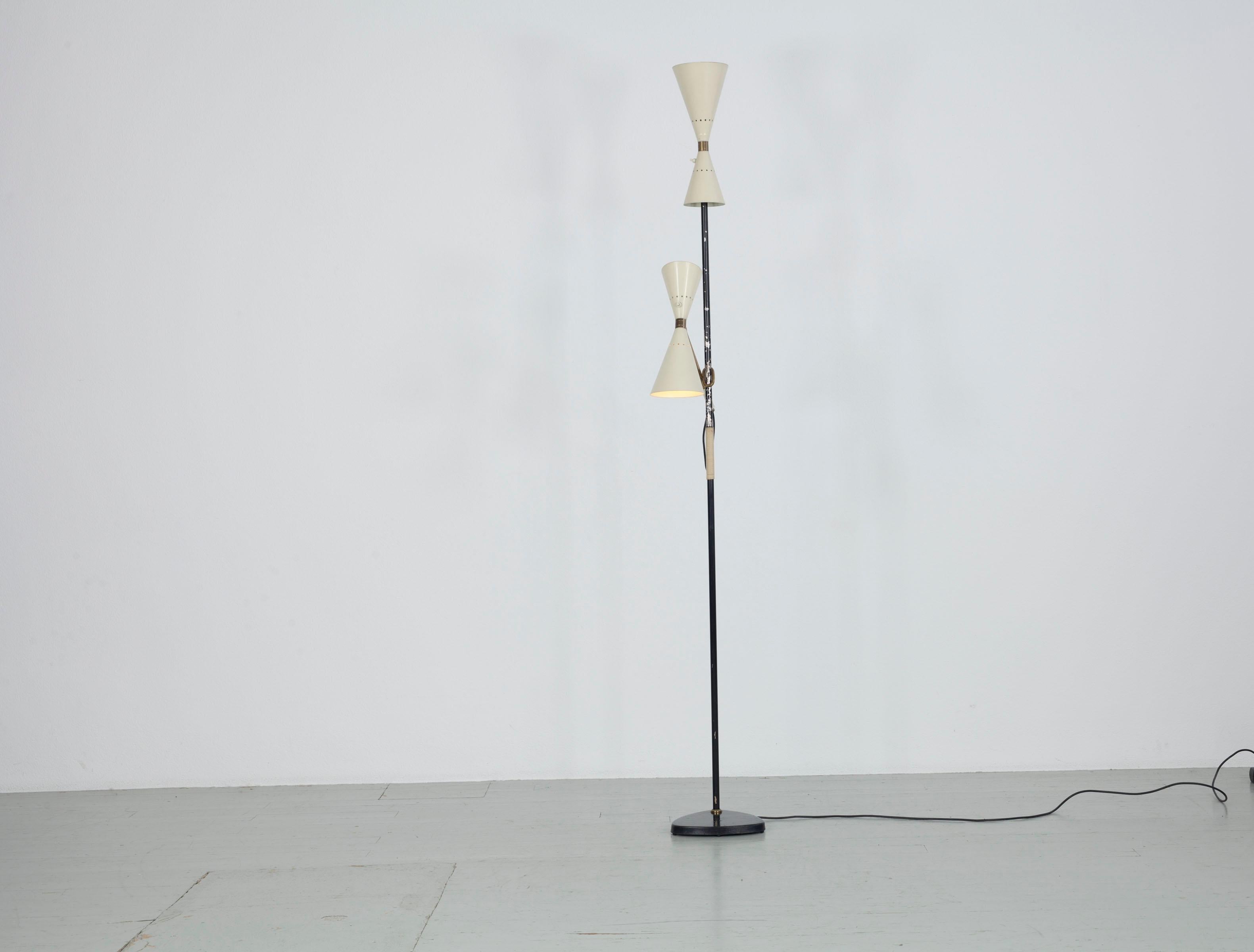 J.T. Kalmar Austrian Floor Lamp, Manufactured by Kalmar, 1950s. In Fair Condition For Sale In Wolfurt, AT