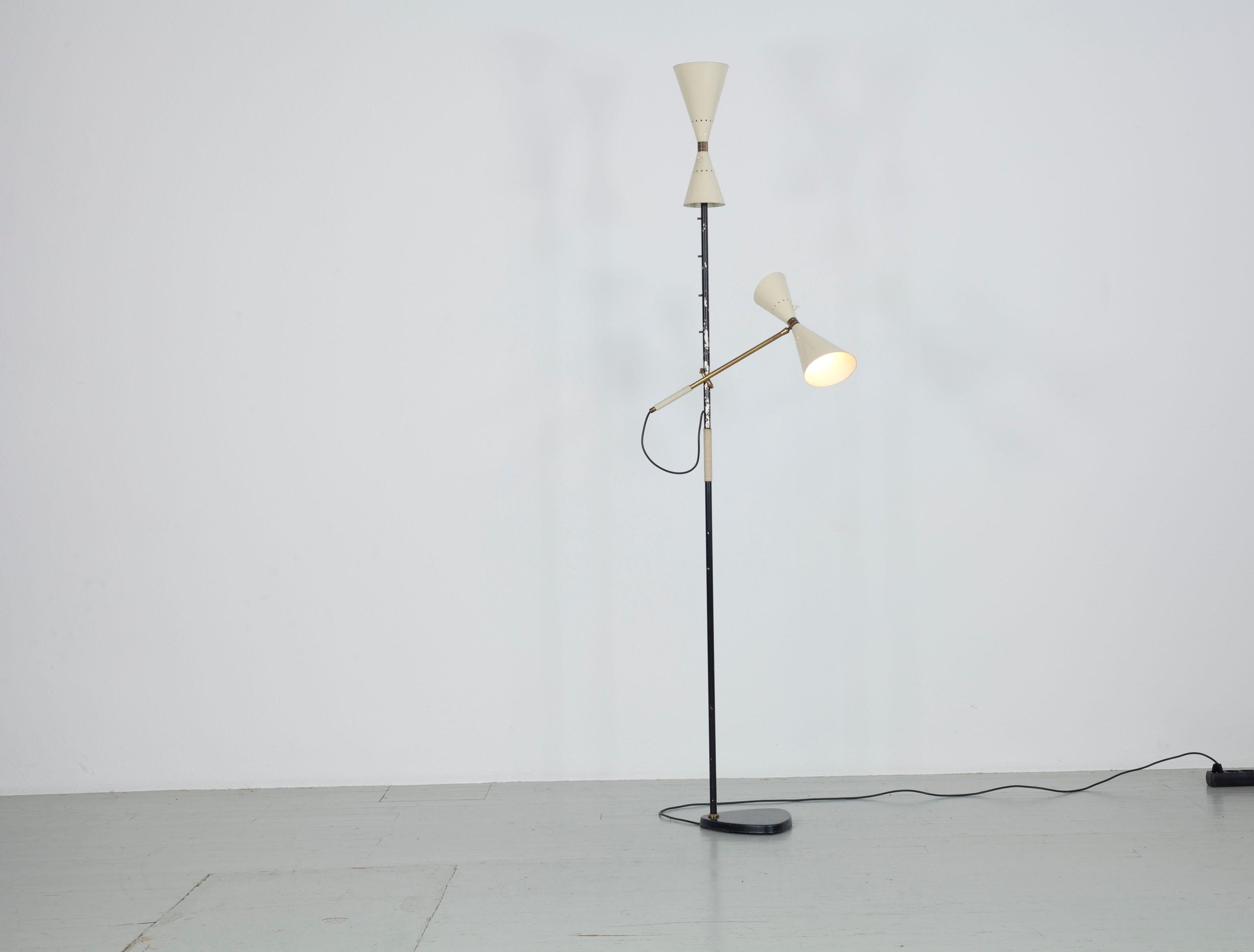 Mid-20th Century J.T. Kalmar Austrian Floor Lamp, Manufactured by Kalmar, 1950s. For Sale