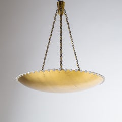 J.T. Kalmar Brass and Crystal Uplight Chandelier, circa 1950