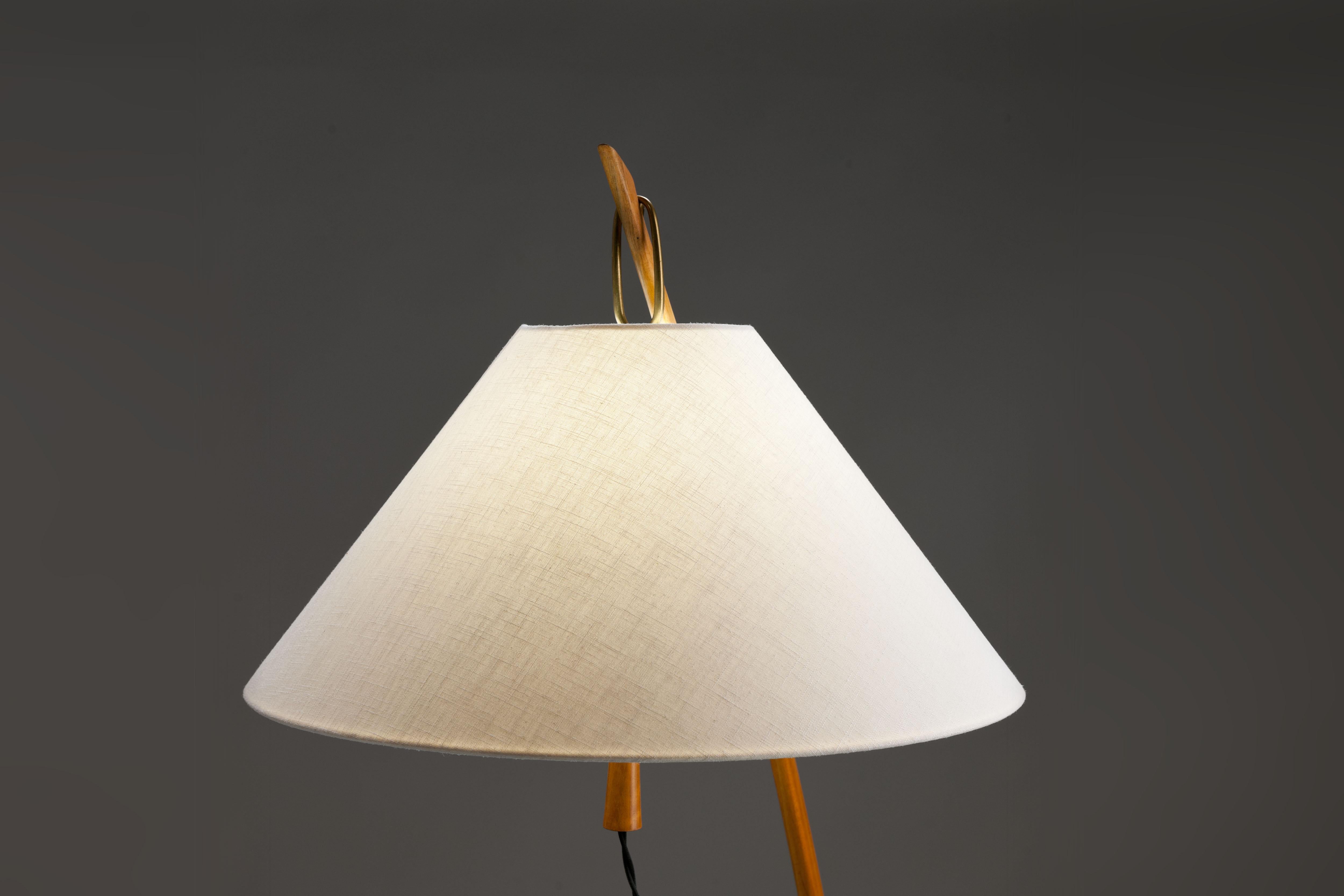 J.T. Kalmar Brass and Teak 'Dornstab' Floor Lamp 4