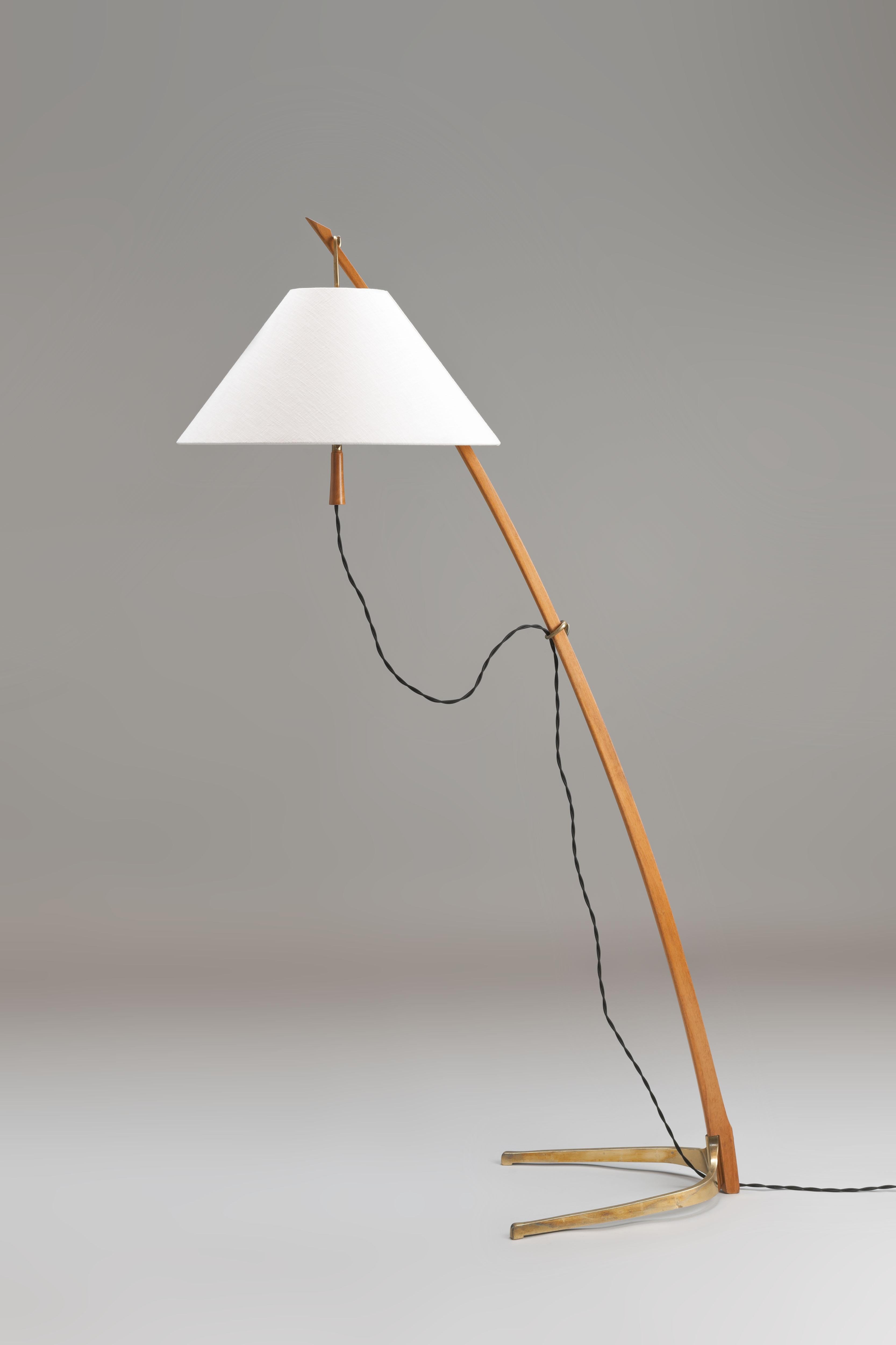 J.T. Kalmar Brass and Teak 'Dornstab' Floor Lamp 13