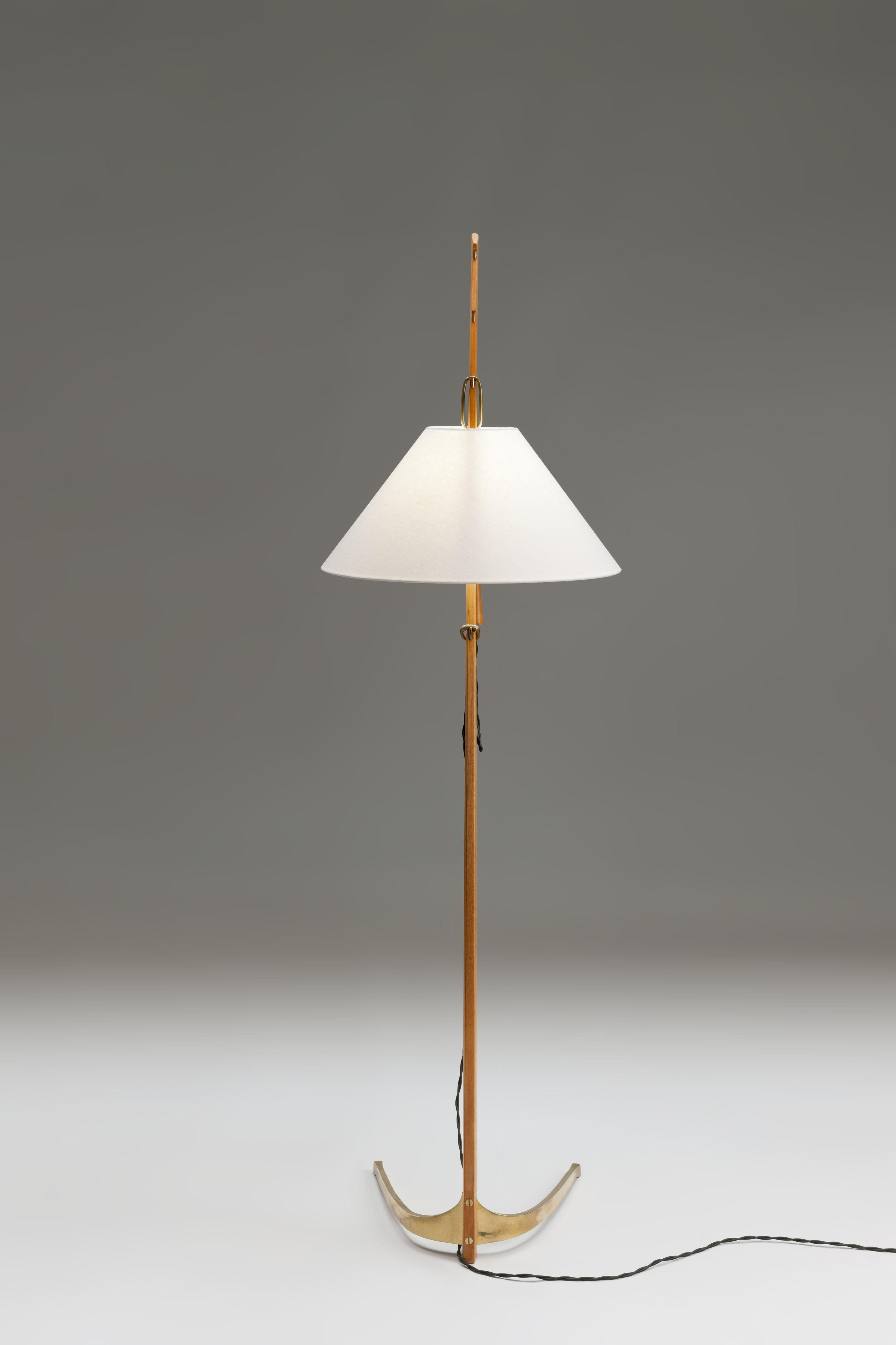 J.T. Kalmar Brass and Teak 'Dornstab' Floor Lamp 1