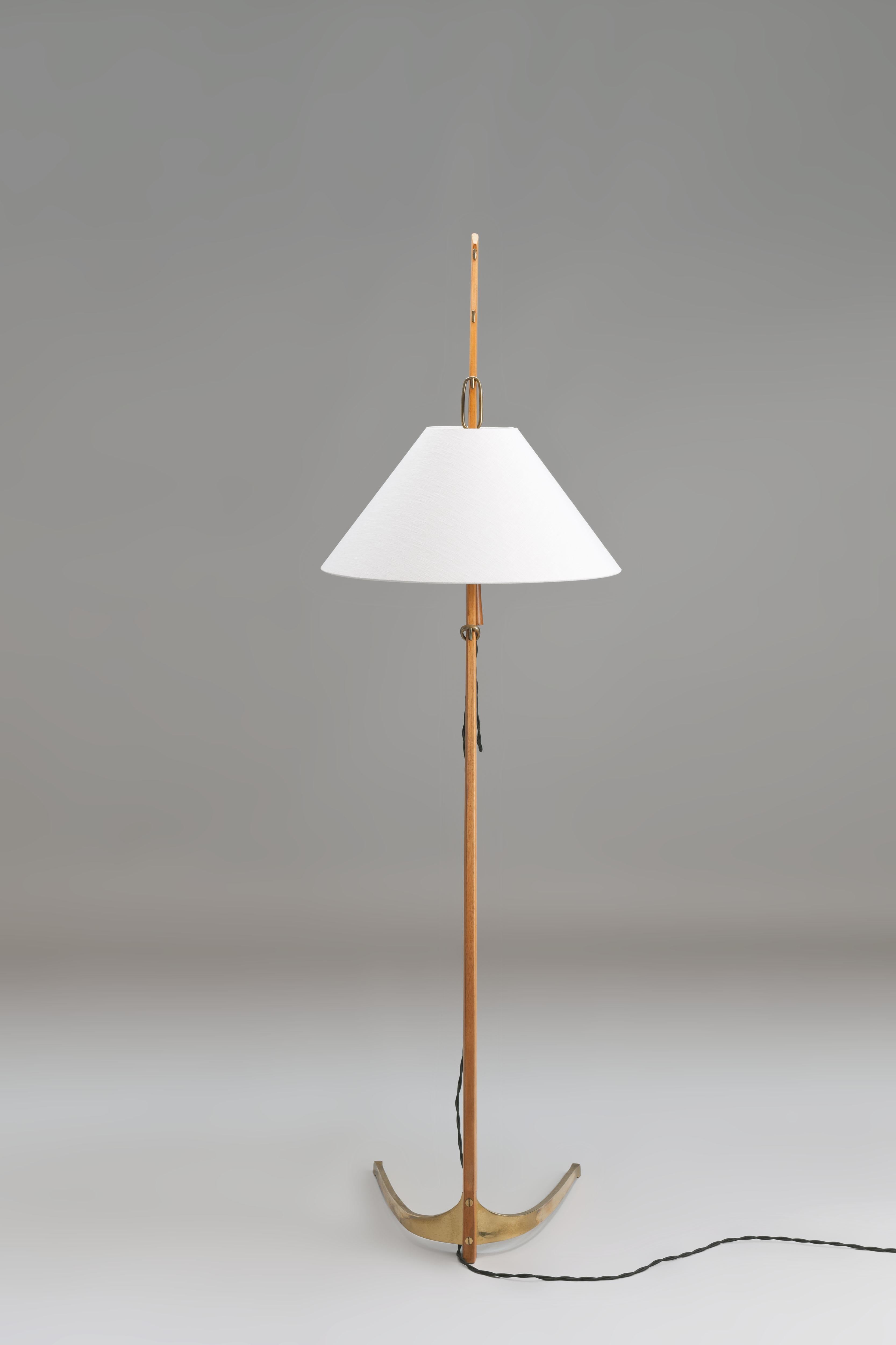 J.T. Kalmar Brass and Teak 'Dornstab' Floor Lamp 2