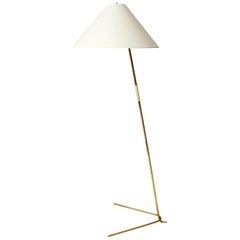 J.T. Kalmar Brass Floor Lamp 'Hase' no. 2084, 1960s, One of Two