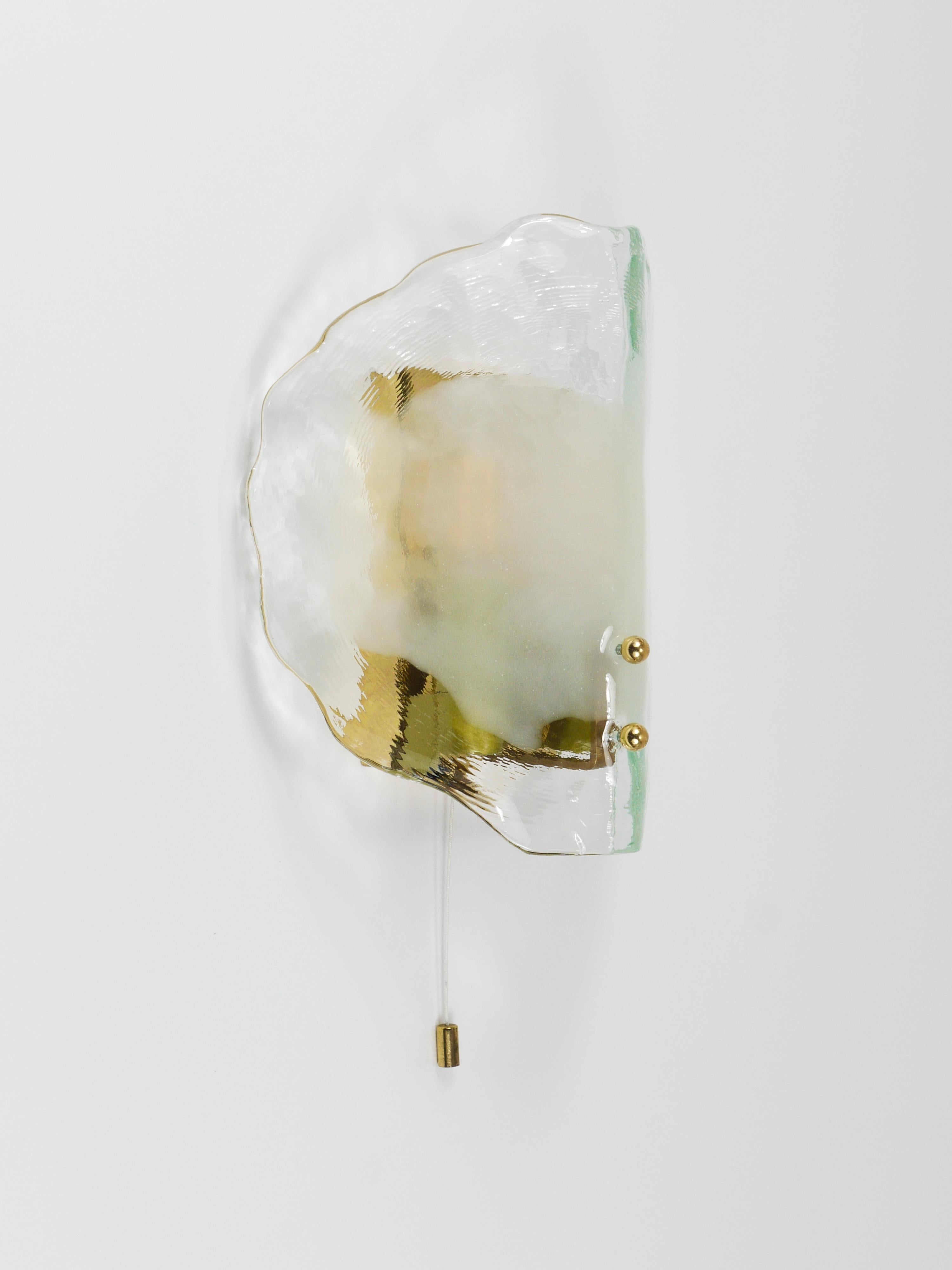 J.T. Kalmar Brass & Murano Glass Petal Sconce Wall Light, Vienna, 1970s For Sale 7