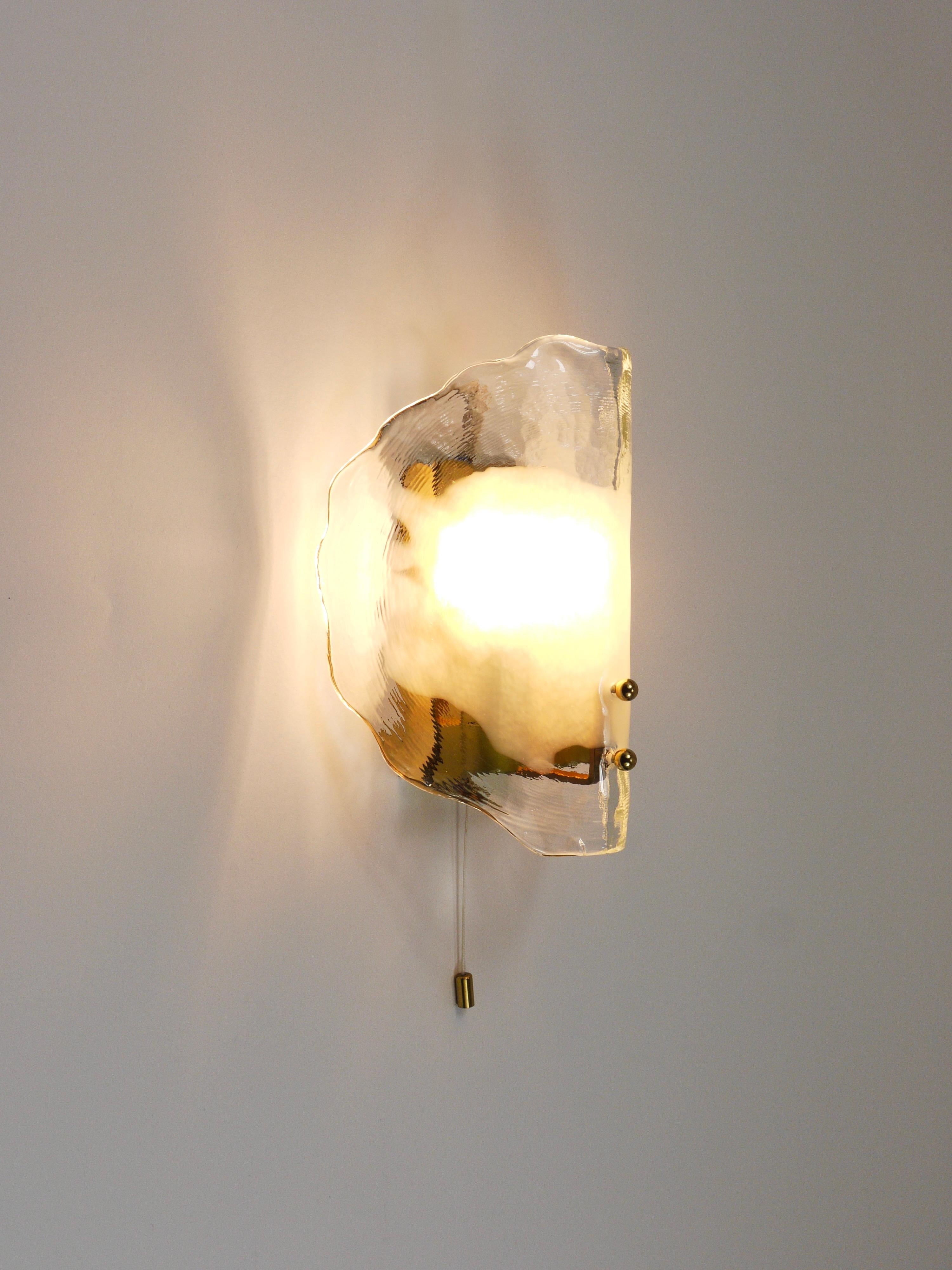 J.T. Kalmar Brass & Murano Glass Petal Sconce Wall Light, Vienna, 1970s For Sale 10