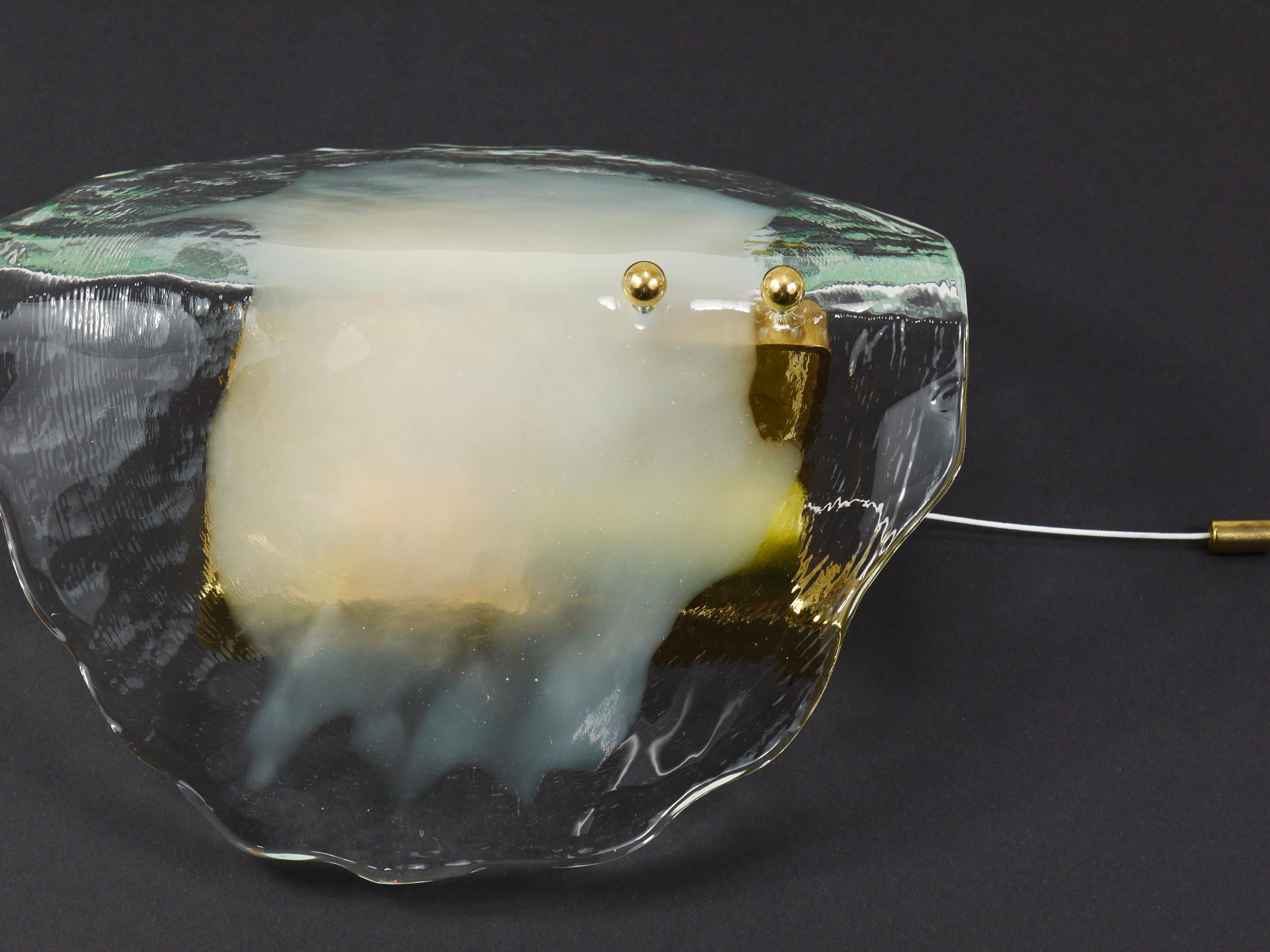 J.T. Kalmar Brass & Murano Glass Petal Sconce Wall Light, Vienna, 1970s For Sale 1
