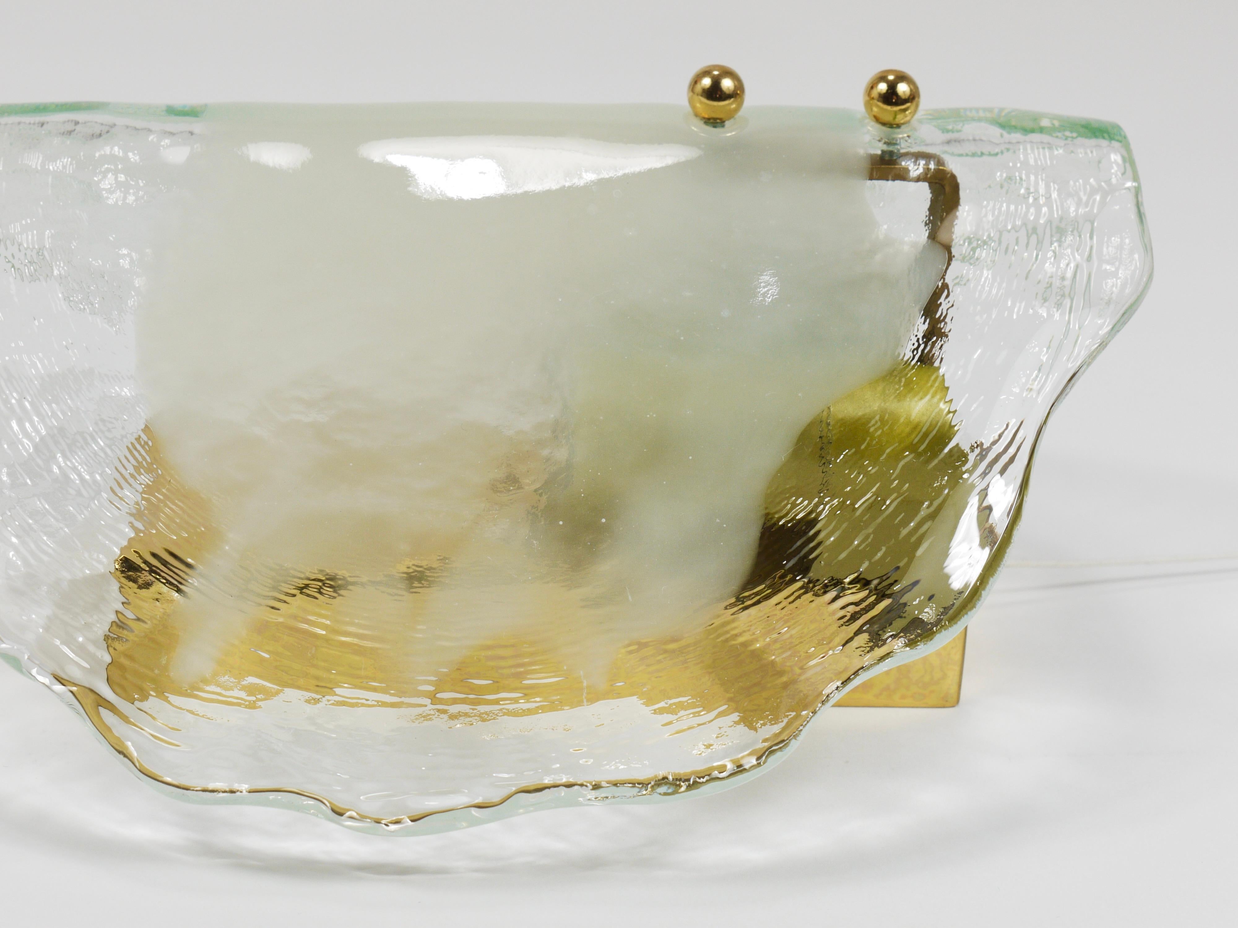 J.T. Kalmar Brass & Murano Glass Petal Sconce Wall Light, Vienna, 1970s For Sale 3