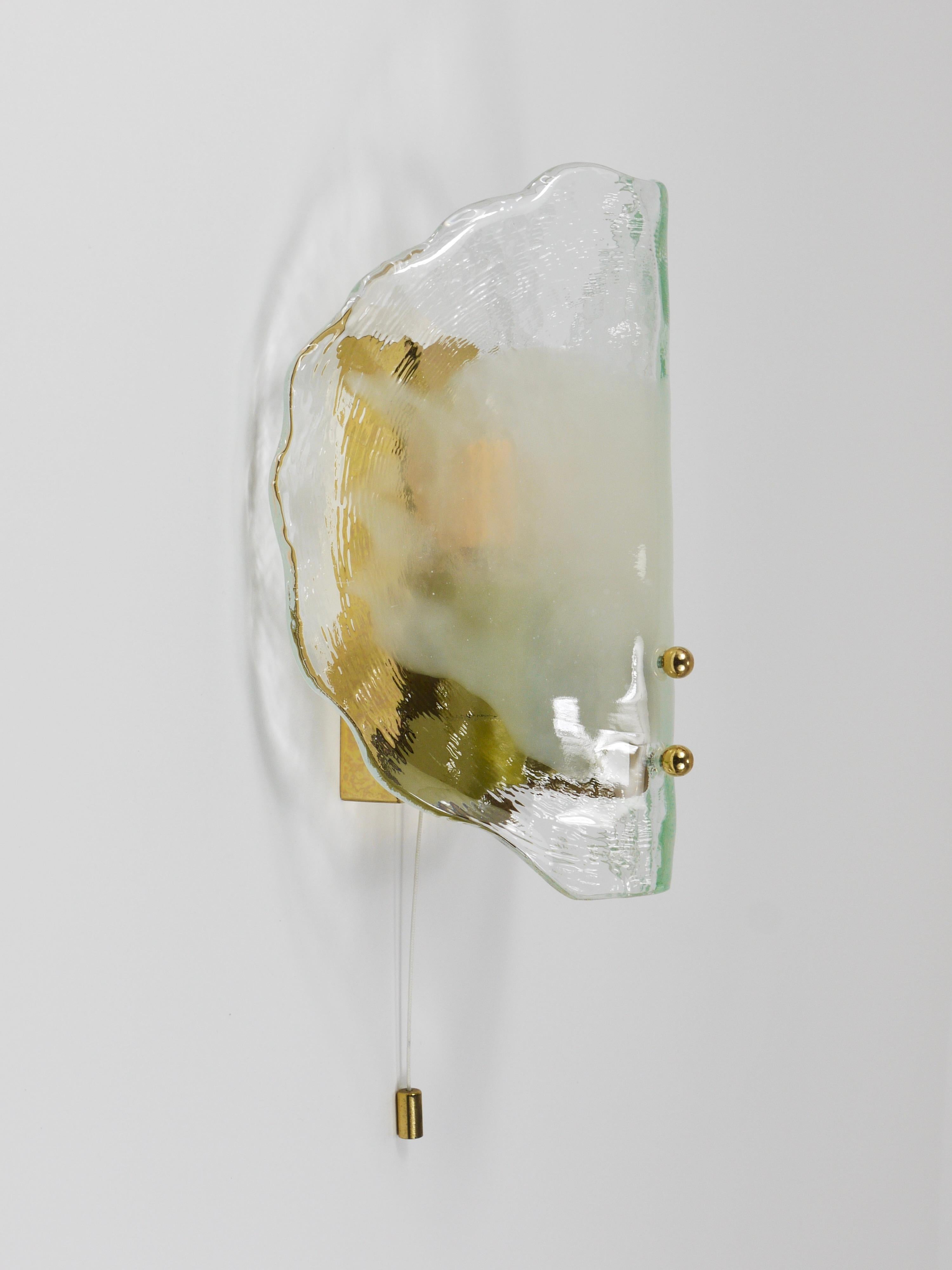 J.T. Kalmar Brass & Murano Glass Petal Sconce Wall Light, Vienna, 1970s For Sale 4
