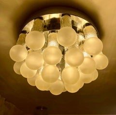 JT Kalmar ceiling light globe Glass and Chrome XXL special Order, Austria, 1970