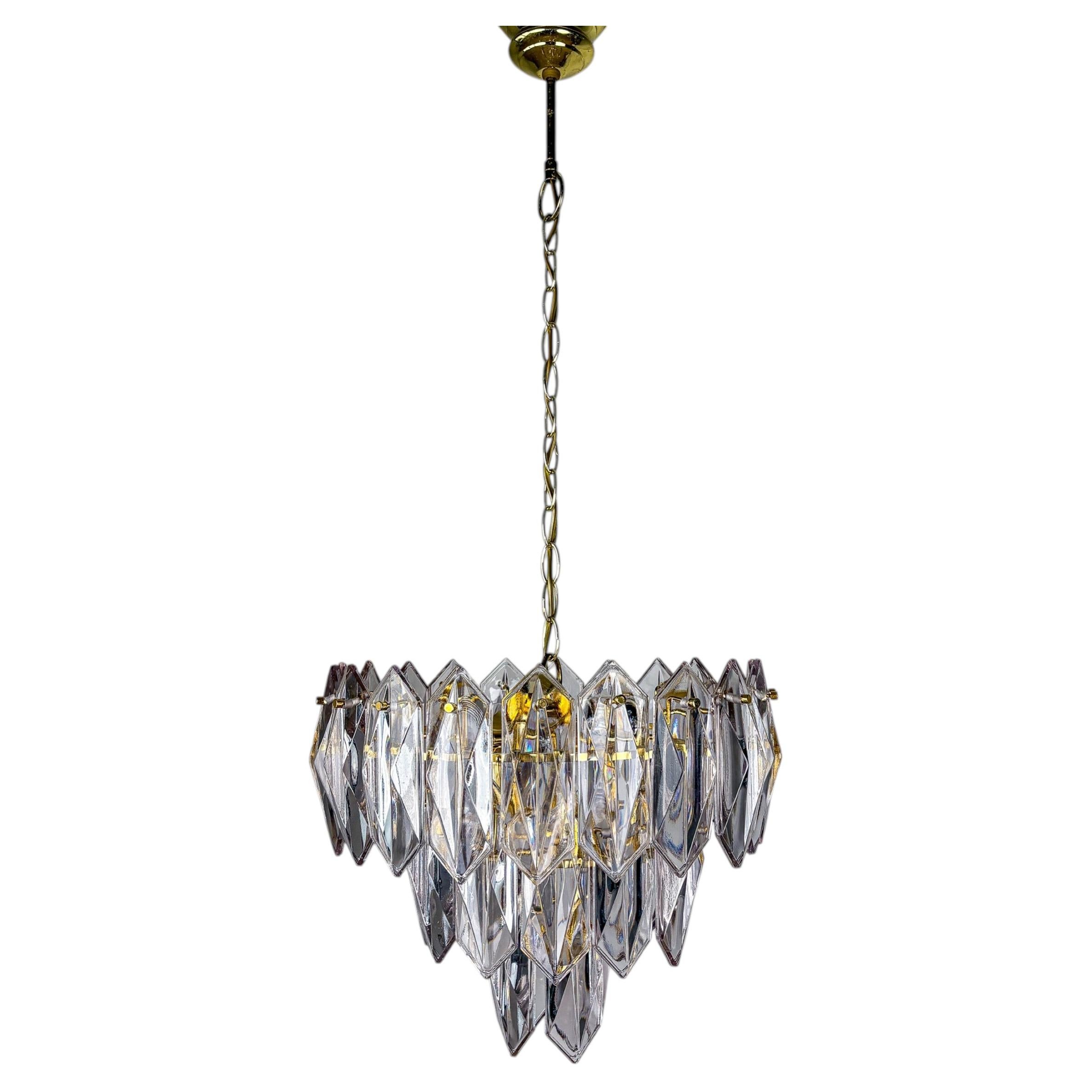 JT Kalmar chandelier, cut glass, 3 levels, Austria, 1970's For Sale