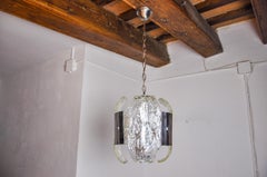 JT Kalmar chandelier, frosted Murano glass, space age, Austria 1970