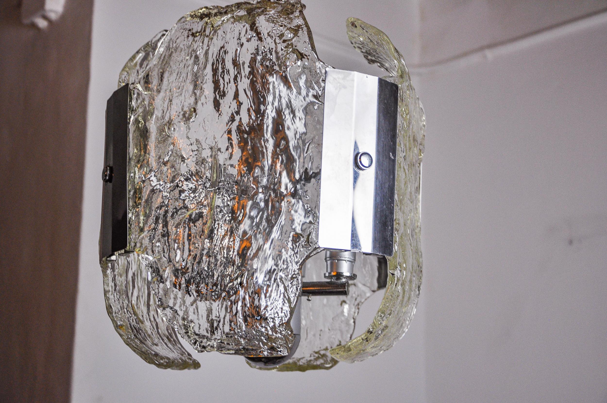 Late 20th Century JT Kalmar chandelier, frosted Murano glass, space age, Austria 1970 For Sale