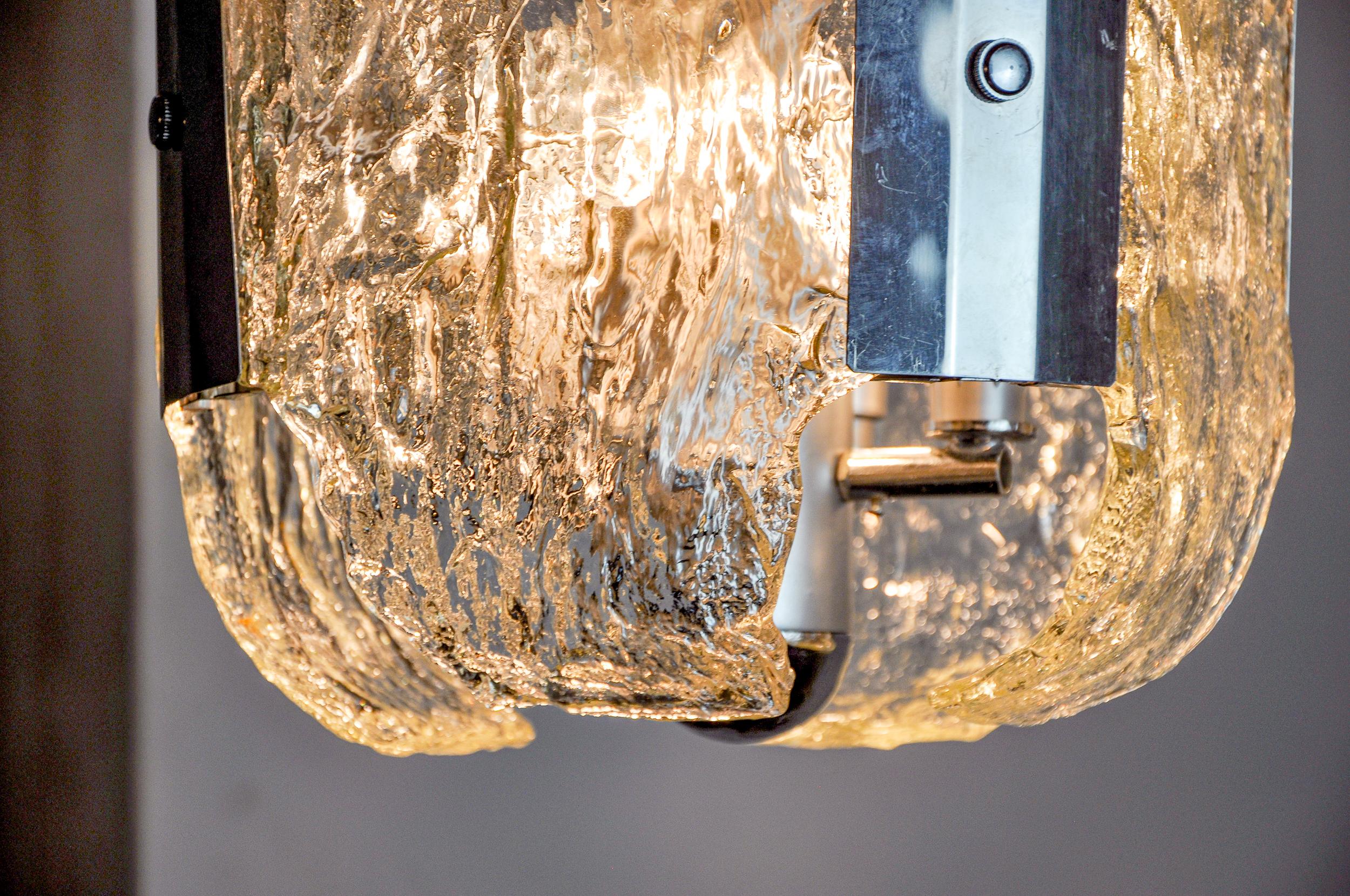 JT Kalmar chandelier, frosted Murano glass, space age, Austria 1970 For Sale 1