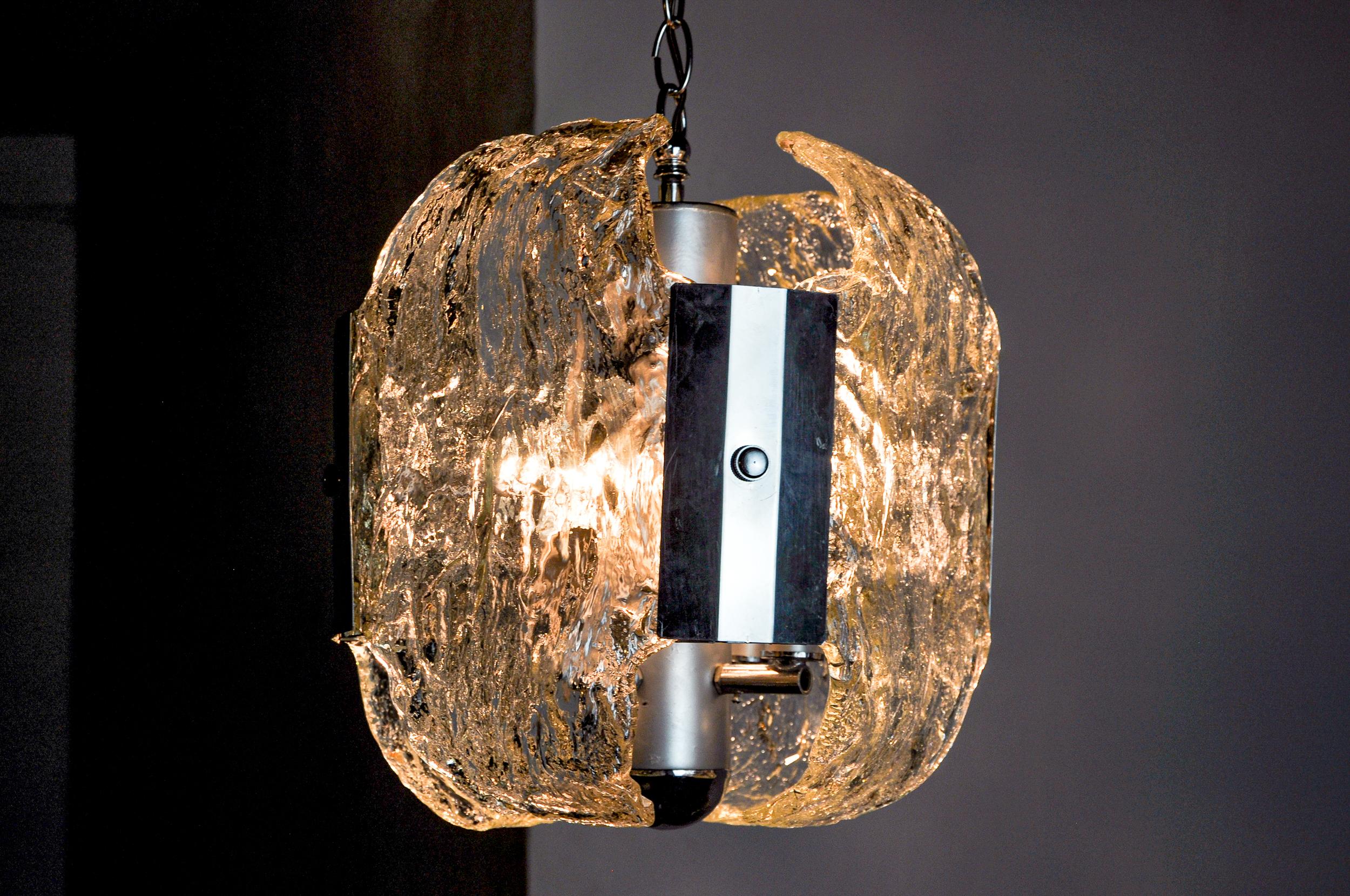 JT Kalmar chandelier, frosted Murano glass, space age, Austria 1970 For Sale 2