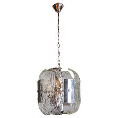 JT Kalmar chandelier, frosted Murano glass, space age, Austria 1970