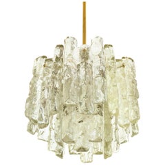 J.T. Kalmar Chandelier Mid-Century Modern 'Ice Glass', 1960s