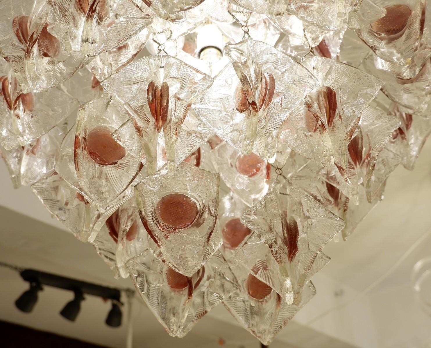 Mid-Century Modern JT Kalmar Chandelier with Clear and Lavender Glass Pendants, circa 1960