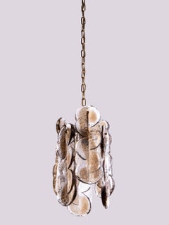 1960 Kalmar Swirl 'Citrus' Pendant Lamp Amber Murano Glass & Brass