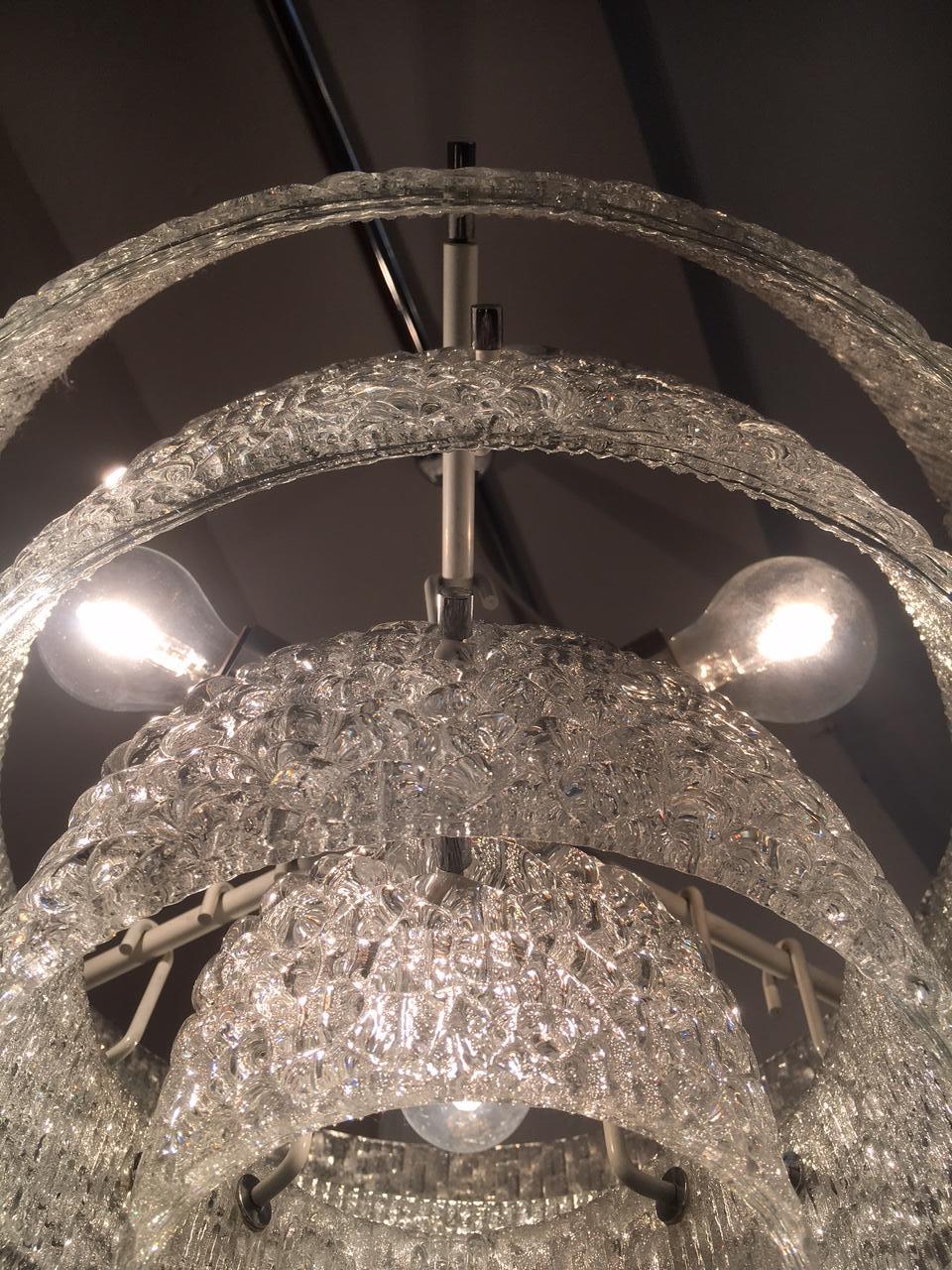 Steel JT Kalmar Crystal Concentric Chandelier Austria ca. 1970's