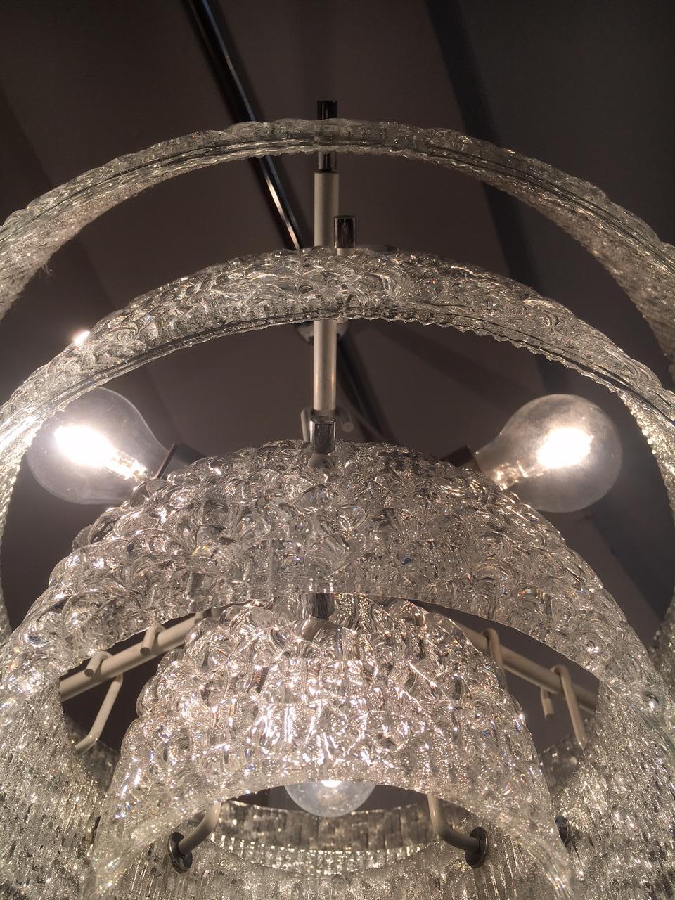 Steel JT Kalmar Crystal Concentric Chandelier Austria ca. 1970's For Sale