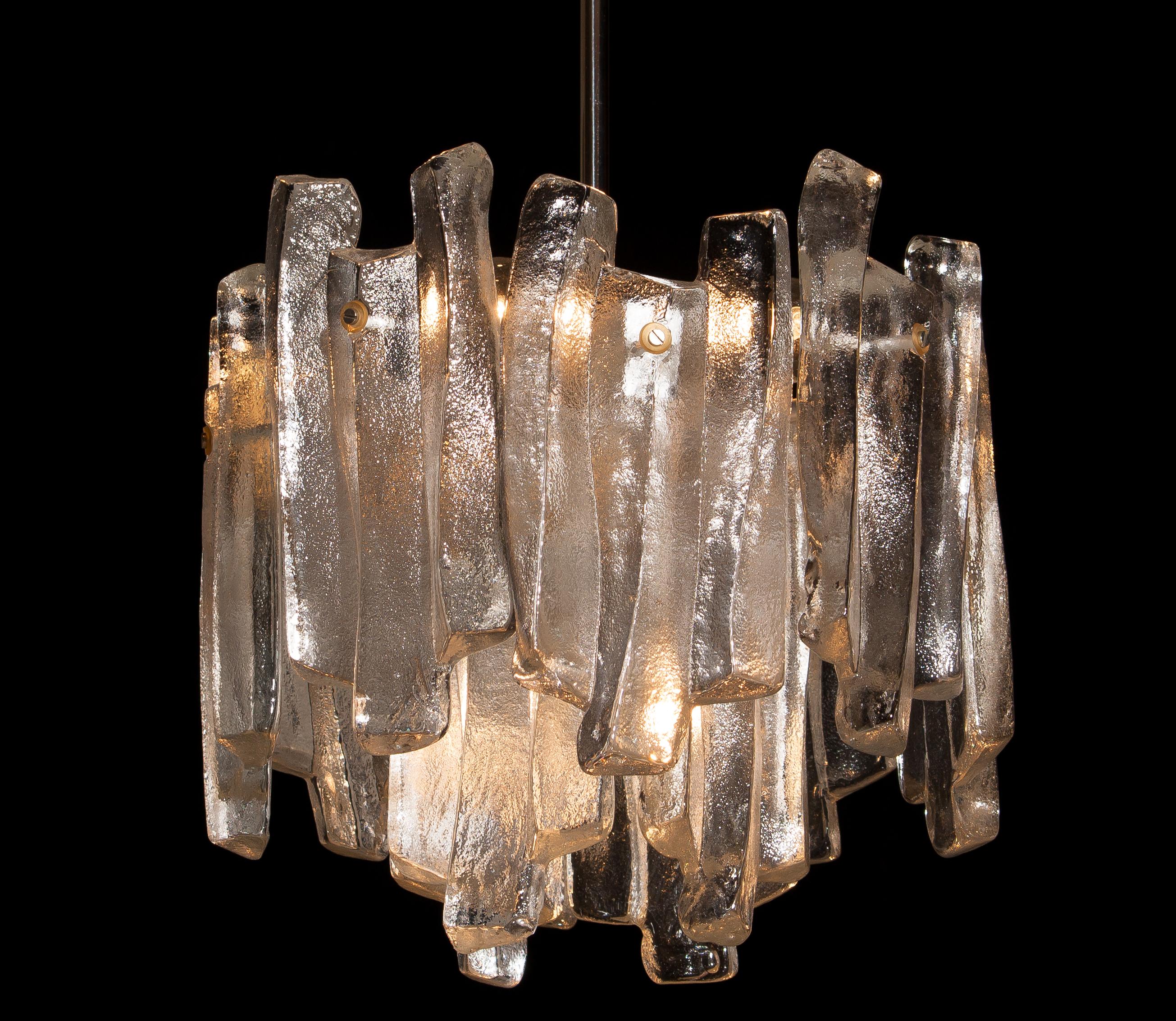 J.T. Kalmar Design Chandelier with Frosted Glass Elements, 1970s 3