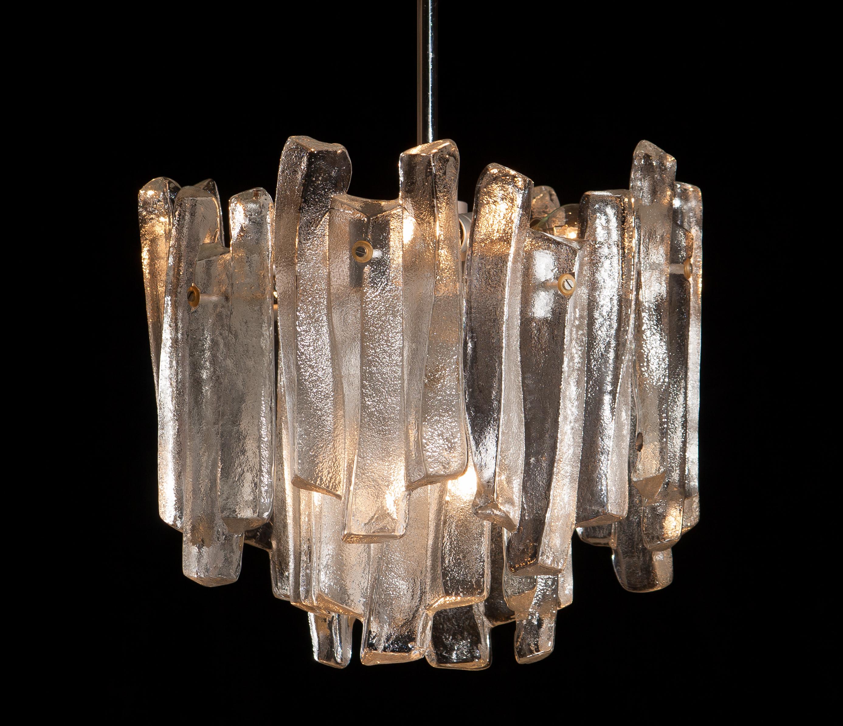 J.T. Kalmar Design Chandelier with Frosted Glass Elements, 1970s 1