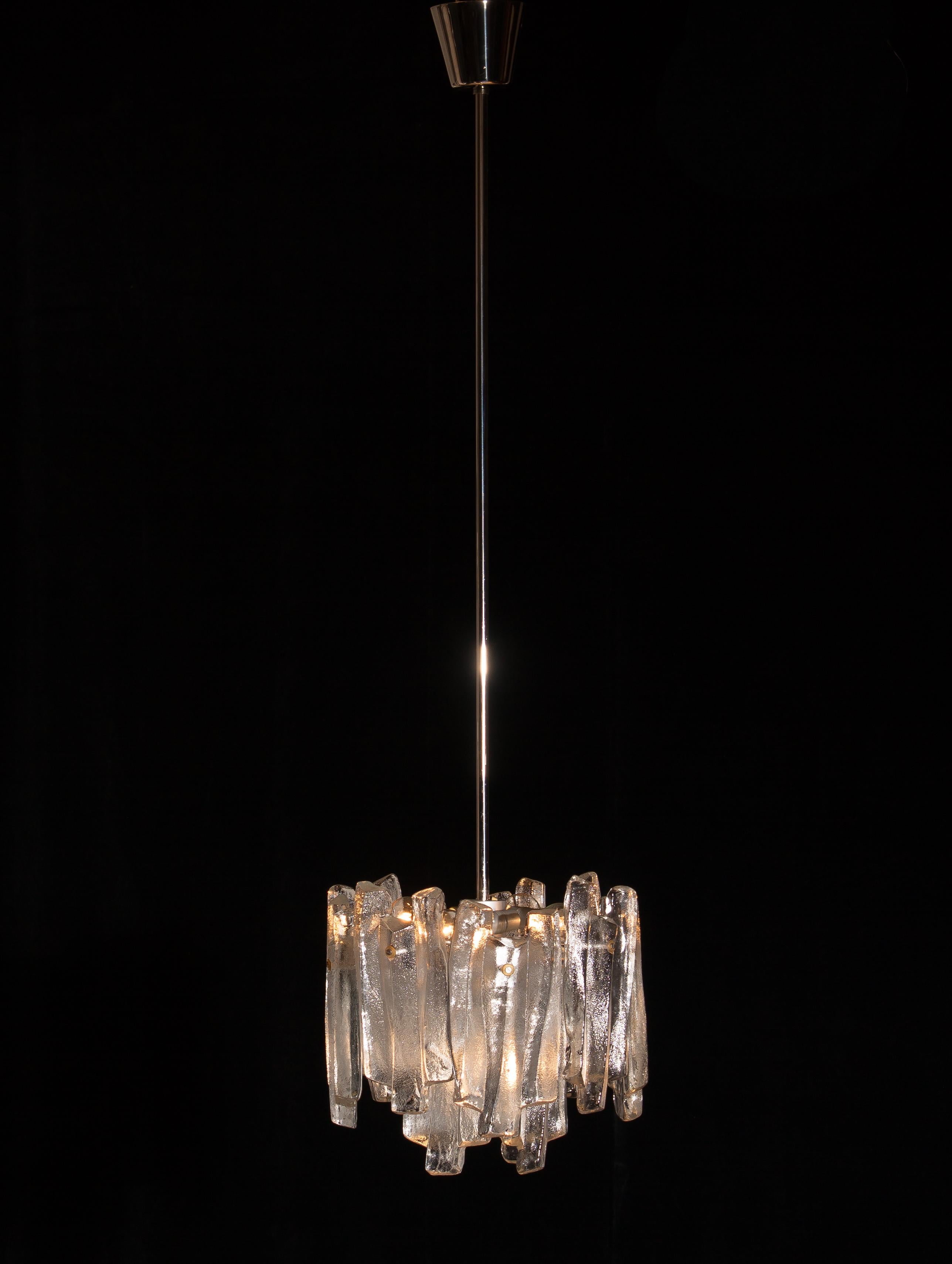J.T. Kalmar Design Chandelier with Frosted Glass Elements, 1970s 2