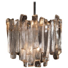 J.T. Kalmar Design Chandelier with Frosted Glass Elements, 1970s