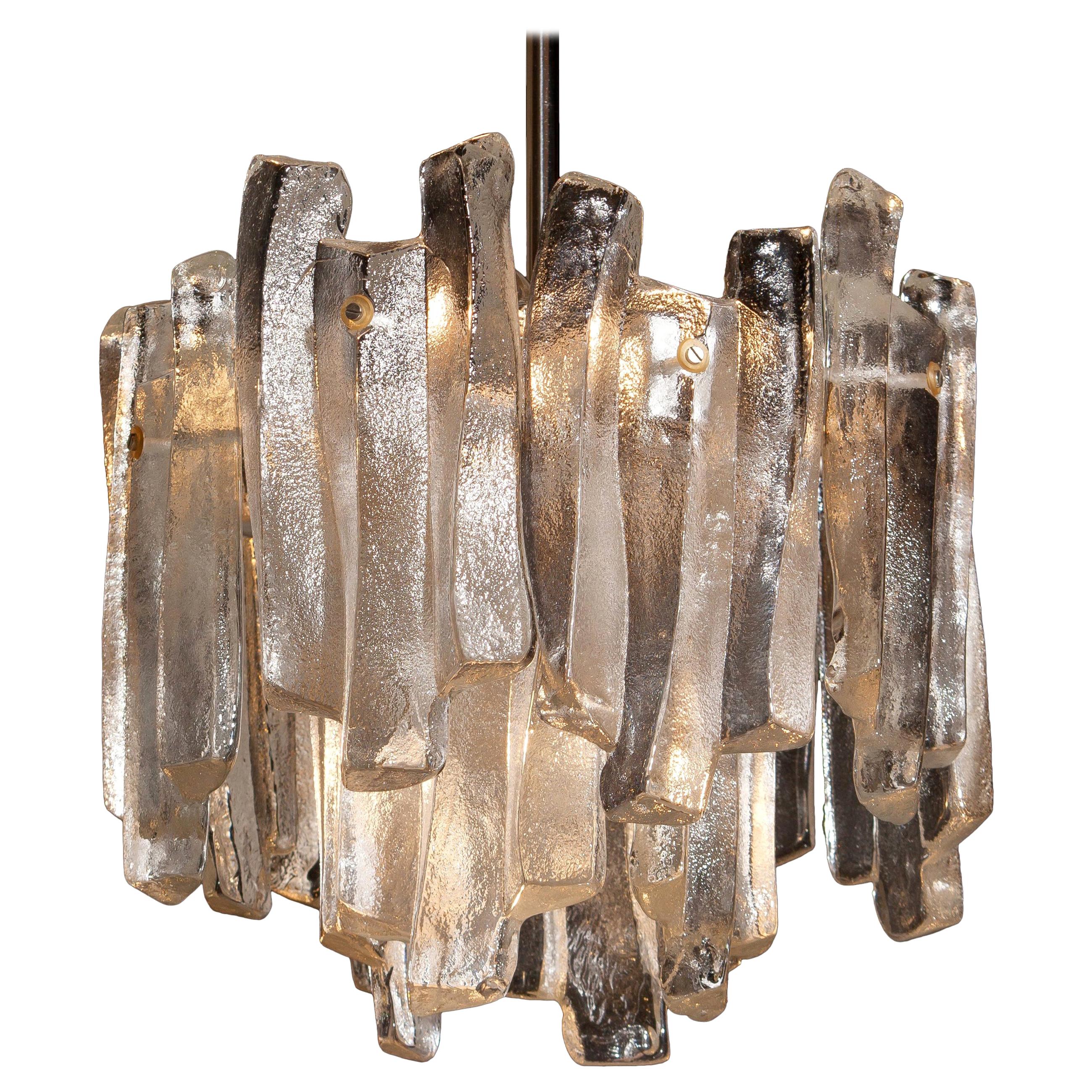 J.T. Kalmar Design Chandelier with Frosted Glass Elements, 1970s