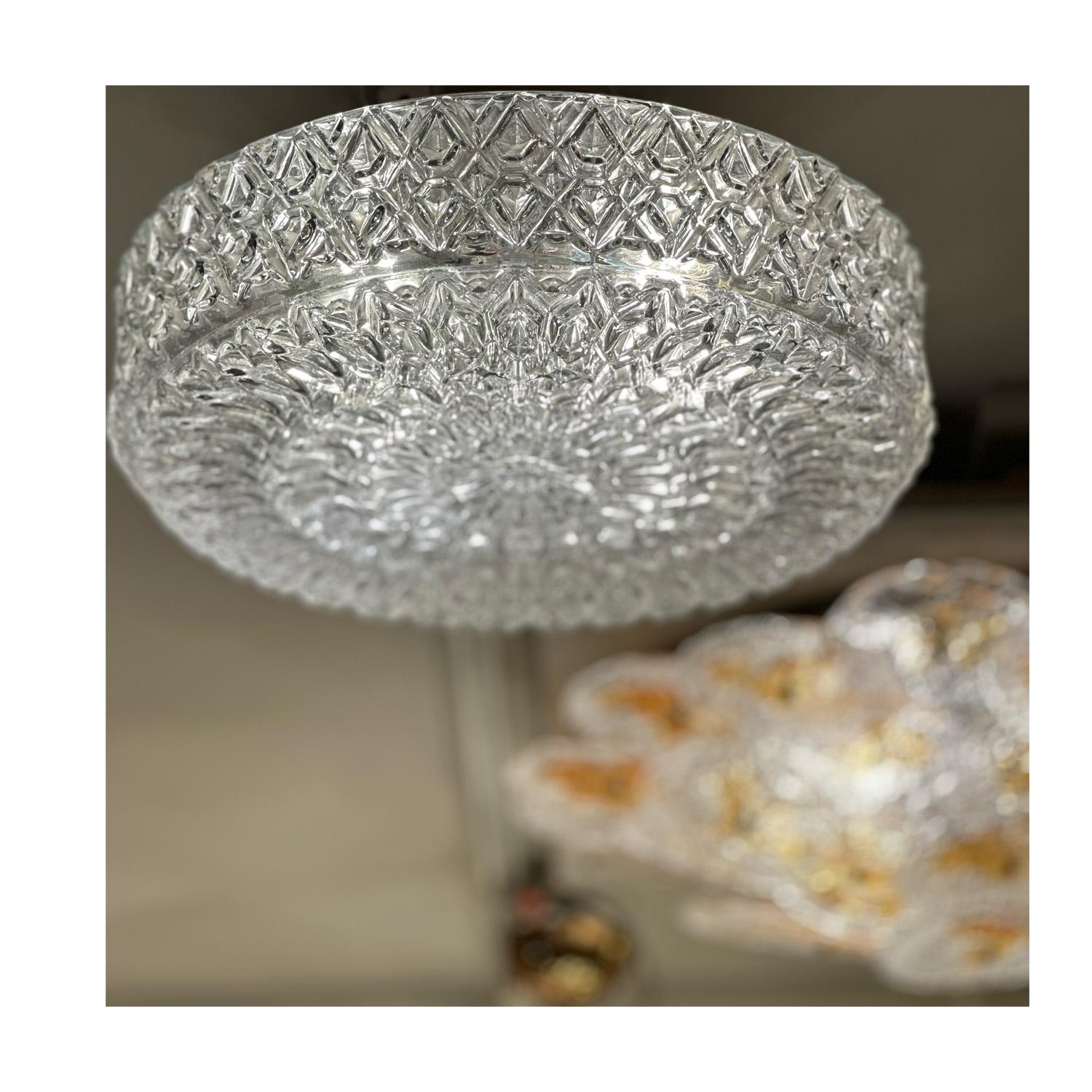 Bohemian J.T. Kalmar Elegant Cut Glass Flush Mount Light Fixture 1960s For Sale
