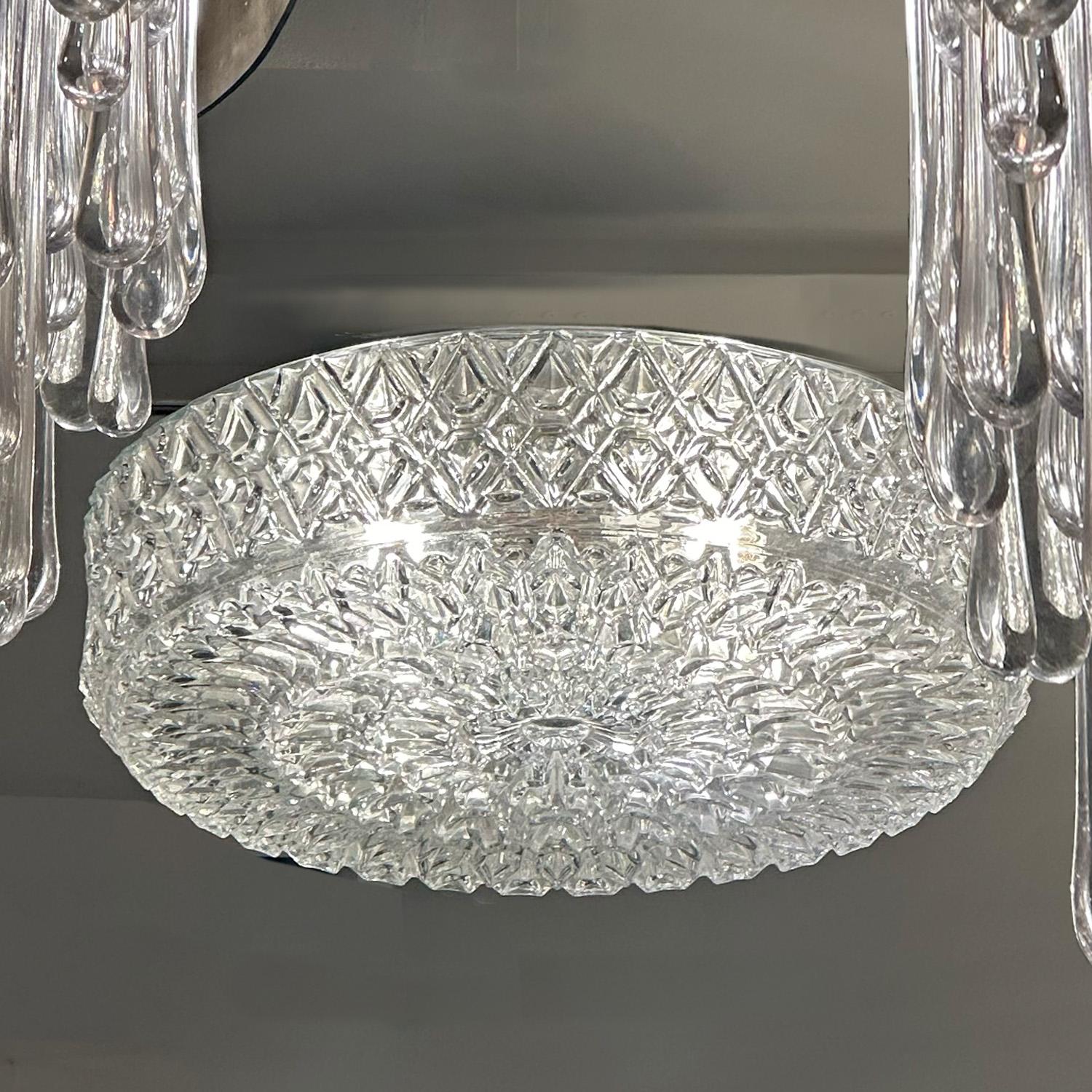 Austrian J.T. Kalmar Elegant Cut Glass Flush Mount Light Fixture 1960s For Sale